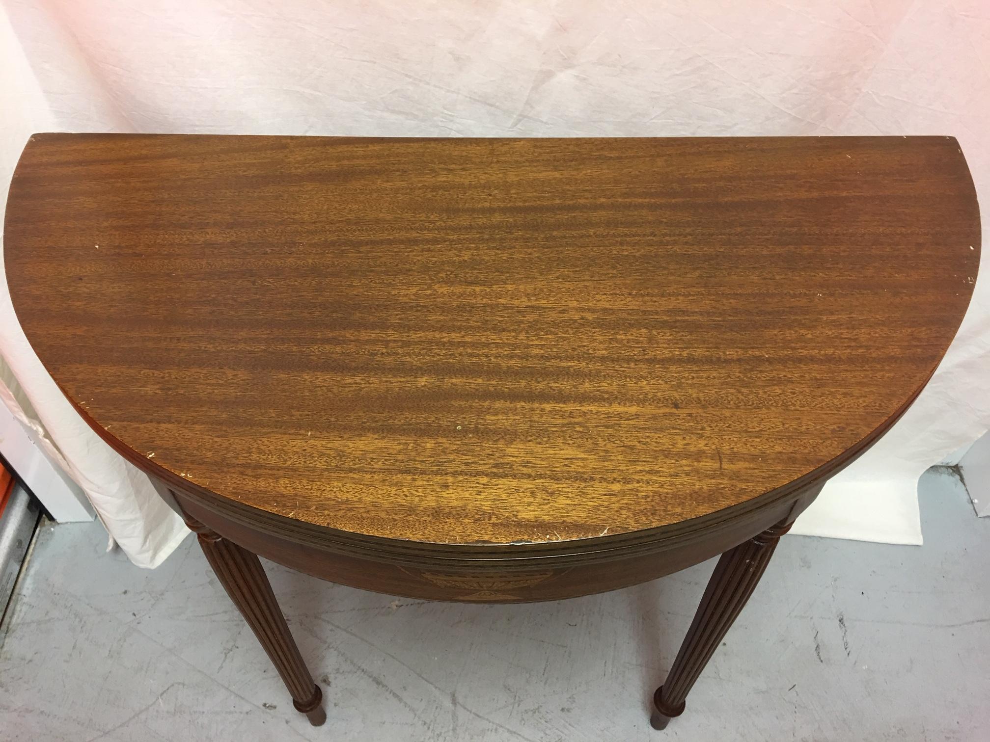 English Mahogany Demilune Table or Center Table, 19th Century 1