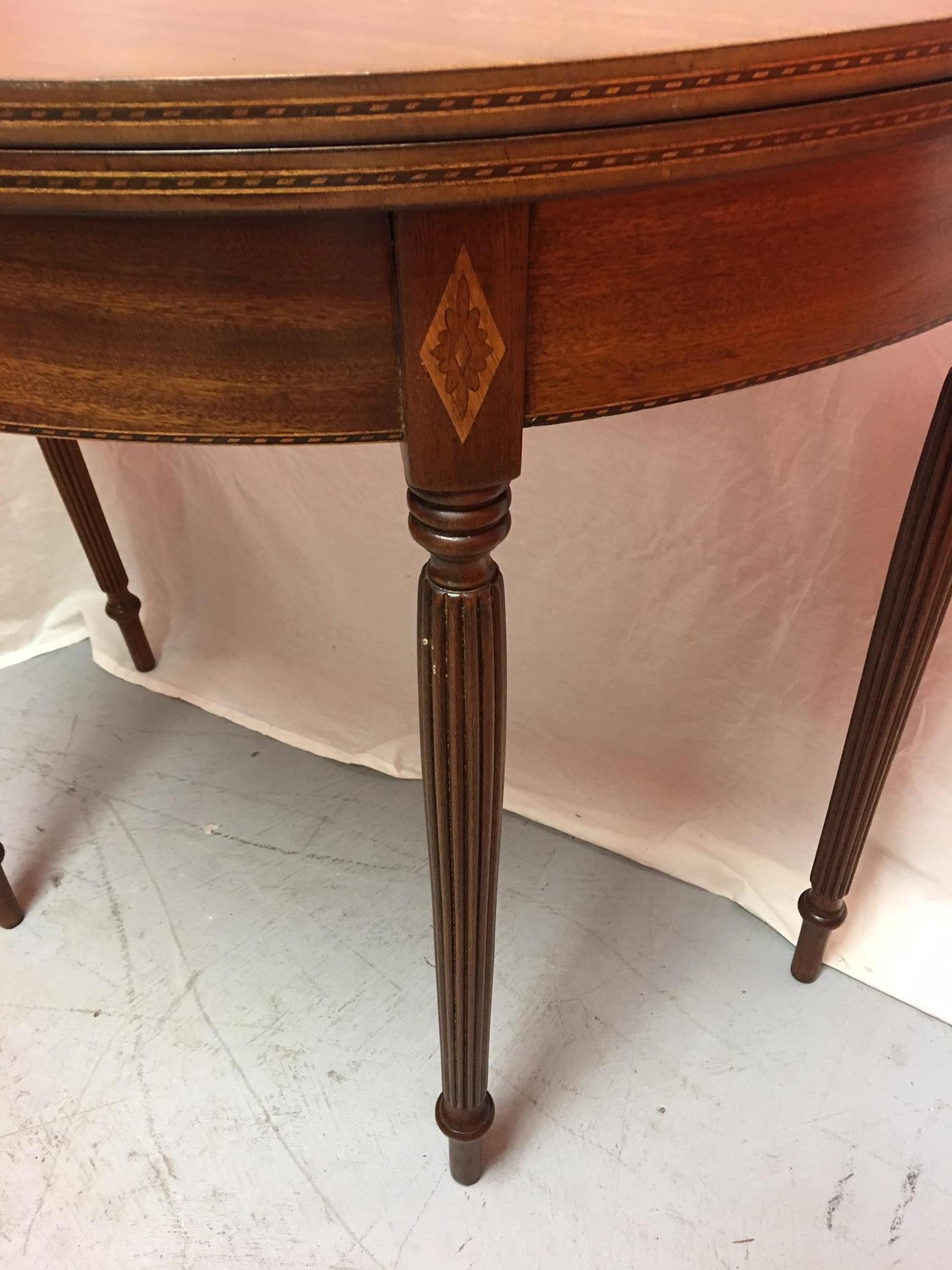 English Mahogany Demilune Table or Center Table, 19th Century 2