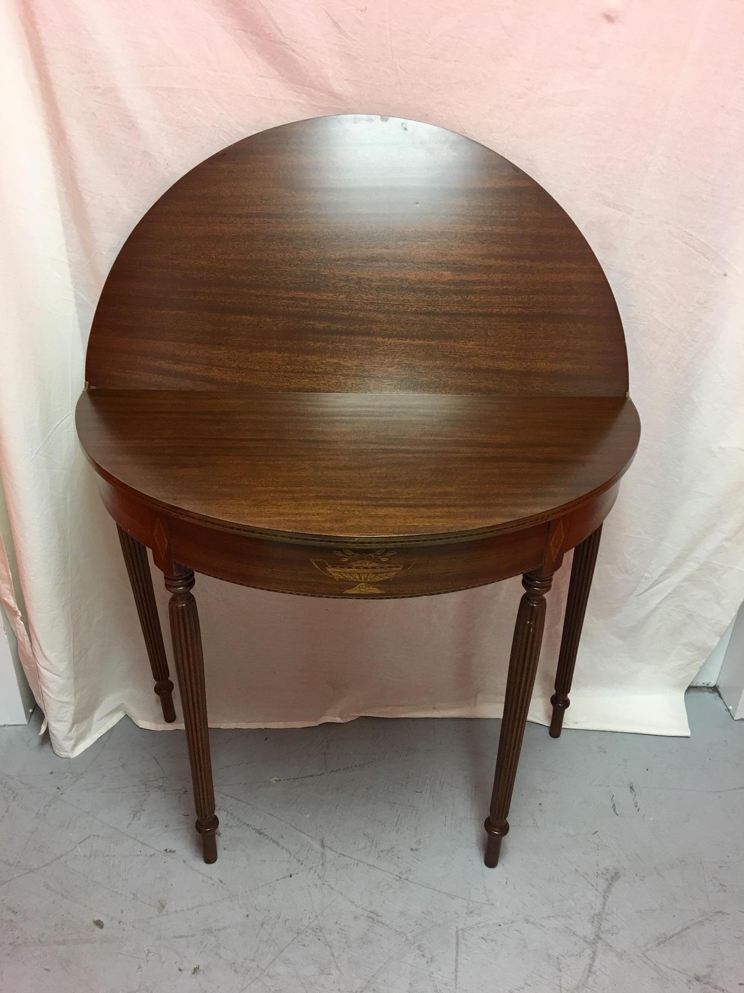 English Mahogany Demilune Table or Center Table, 19th Century 3