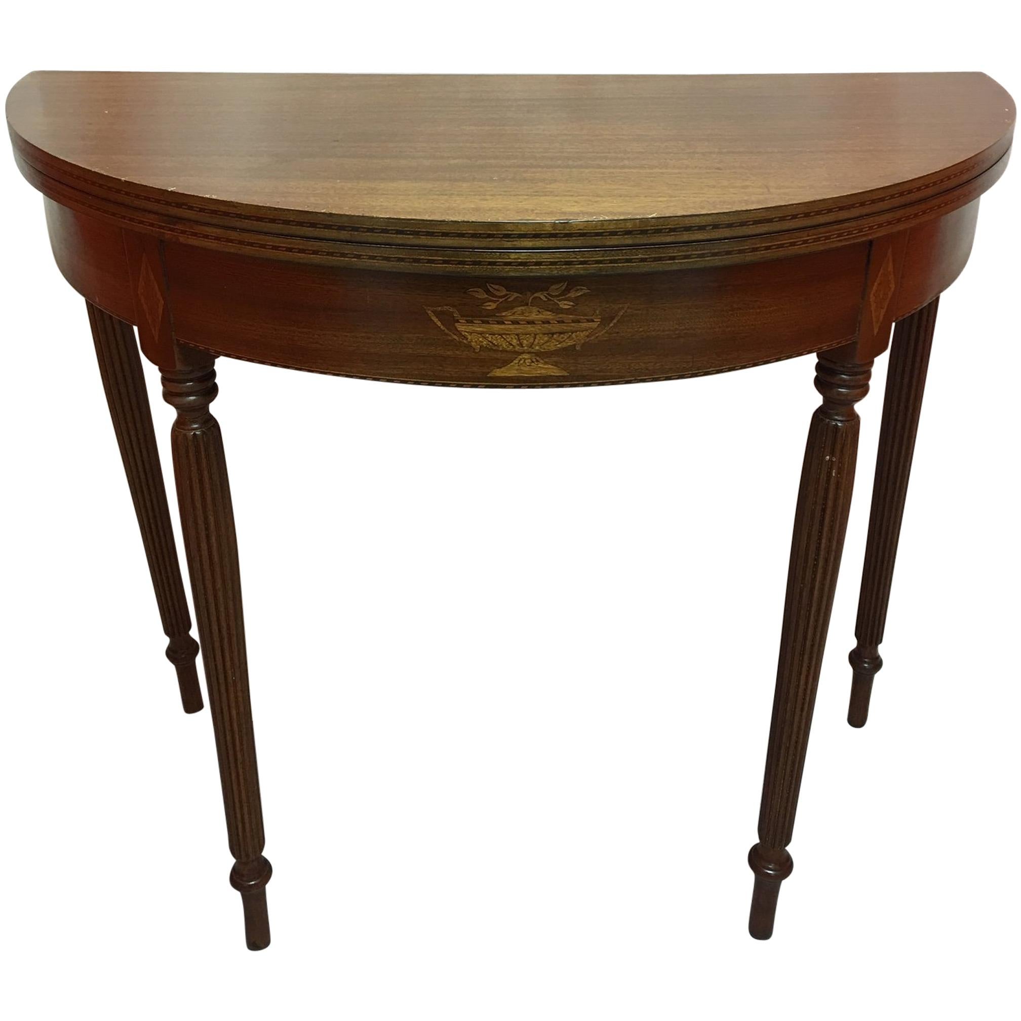 English Mahogany Demilune Table or Center Table, 19th Century