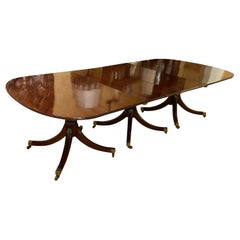 English Mahogany Dining Table - 3 Pillars