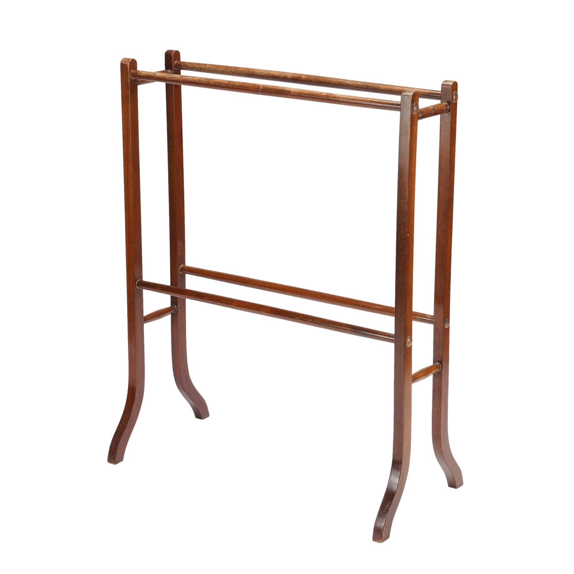 English mahogany double towel rail, 1800-50 In Distressed Condition In Kenilworth, IL