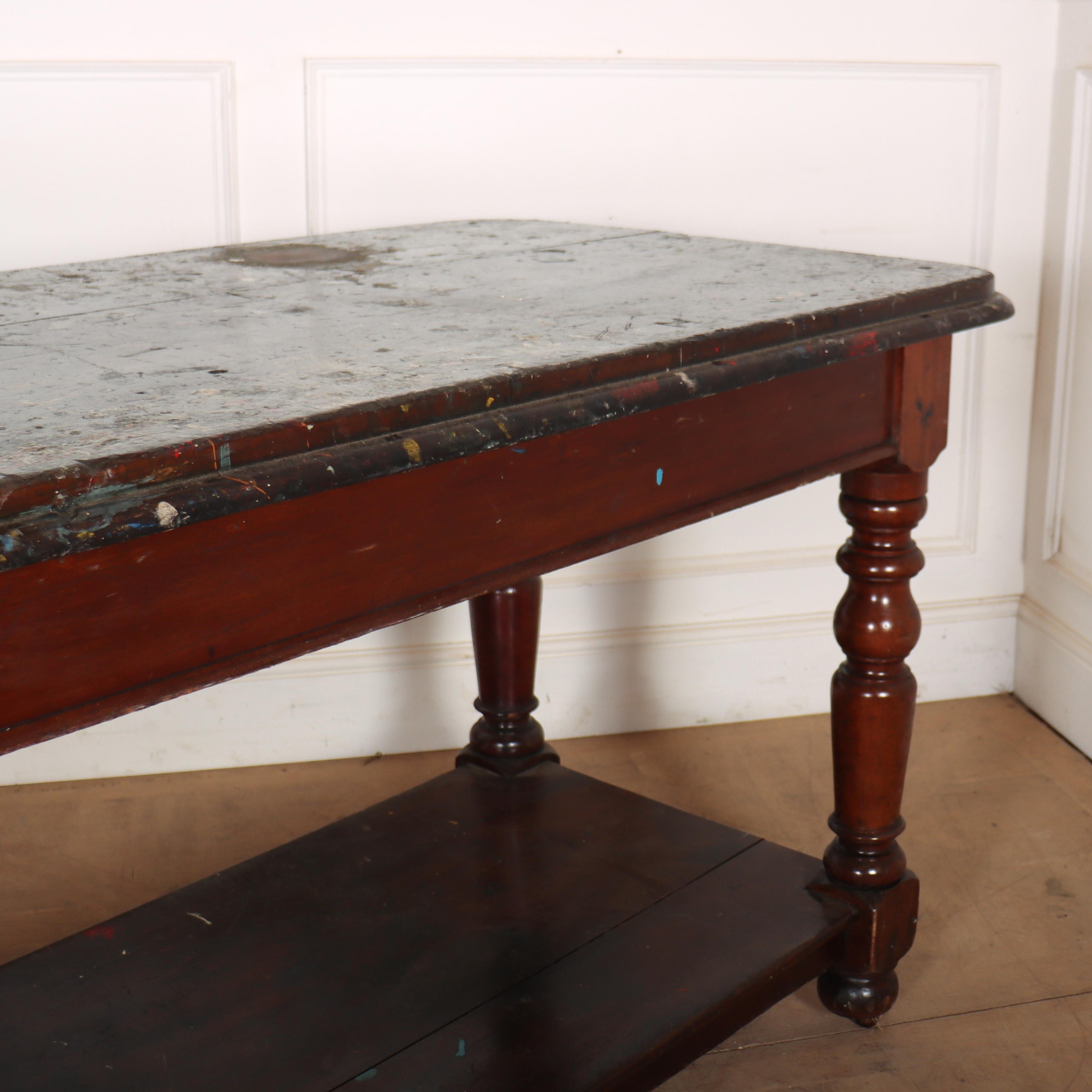19th Century English Mahogany Drapers Table For Sale
