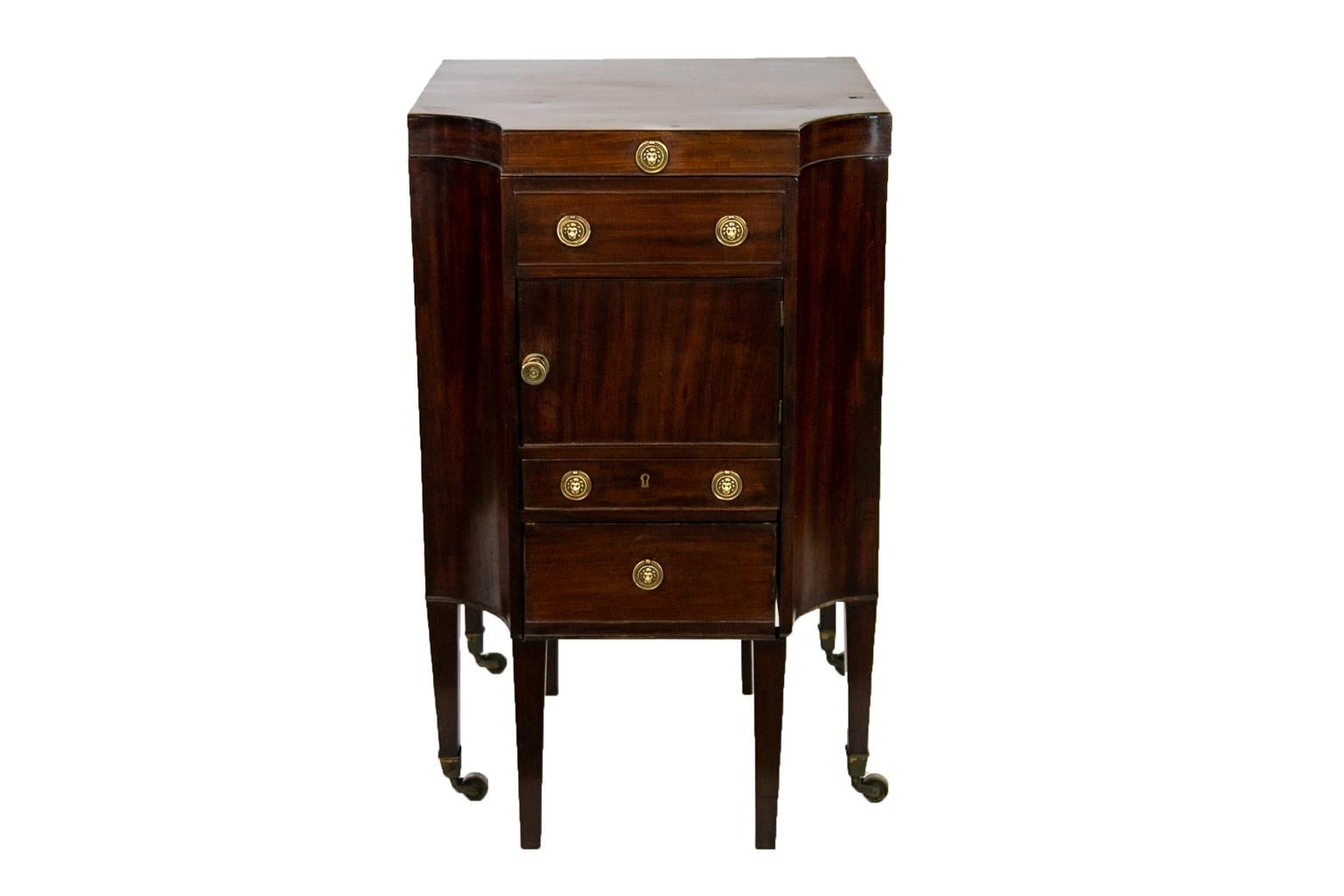 Brass English Mahogany Dressing Table For Sale