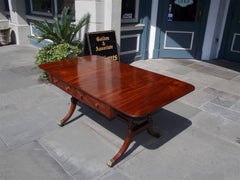 English Mahogany Drop-Leaf Sofa Table on Lion Paw Brass Casters, Circa 1790
