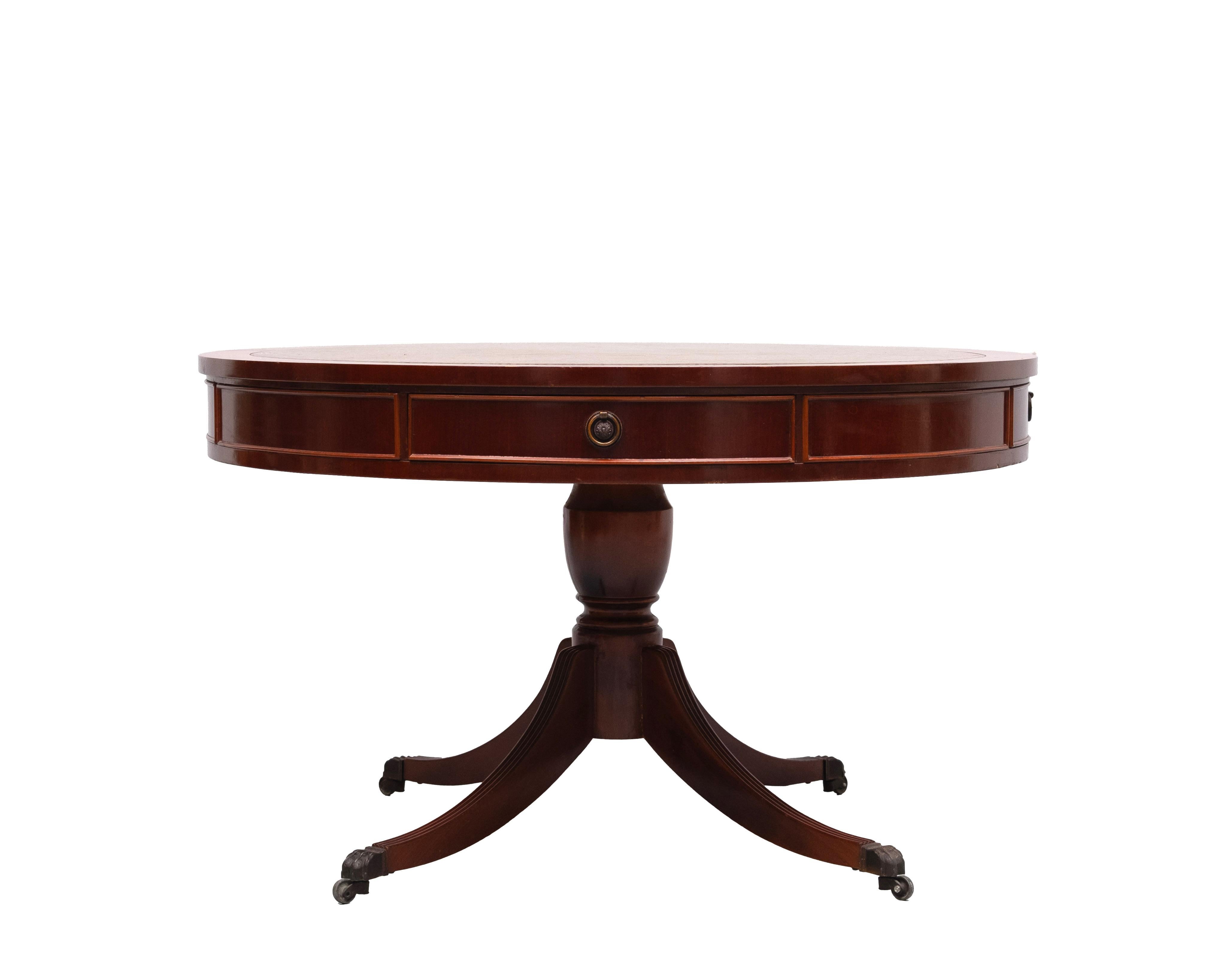 Georgian English Mahogany Drum Coffee Table Regency style