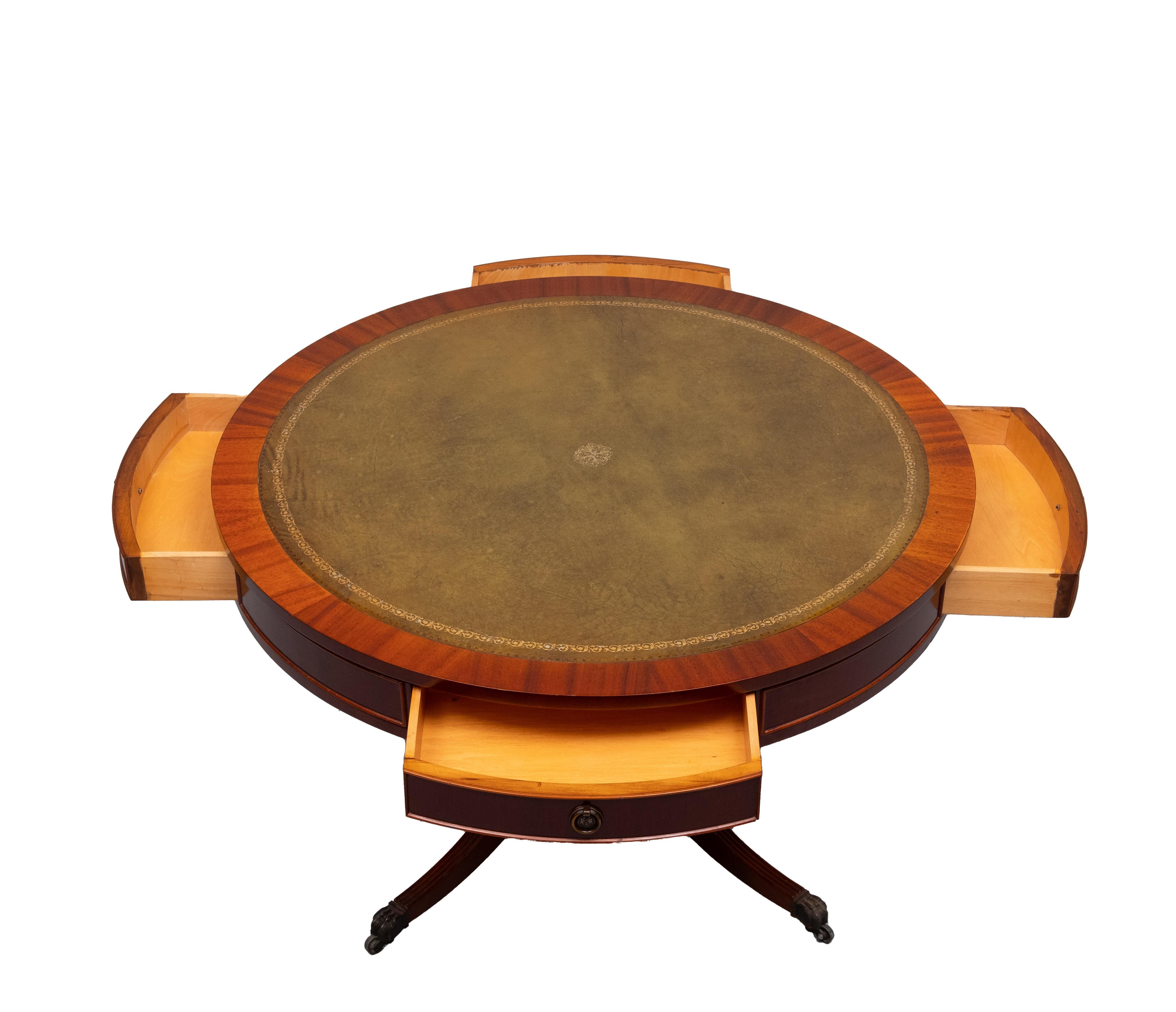 English Mahogany Drum Coffee Table Regency style 1