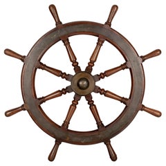 English Mahogany Eight Spoke Ship Wheel