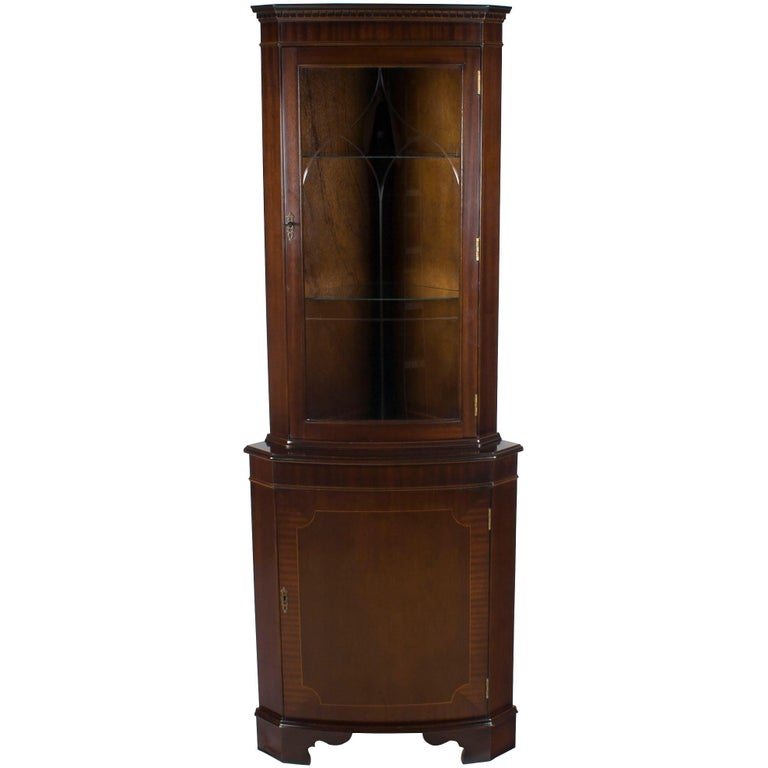 English Mahogany Etched Glass Single Door Corner Cabinet ... (768 x 768 Pixel)