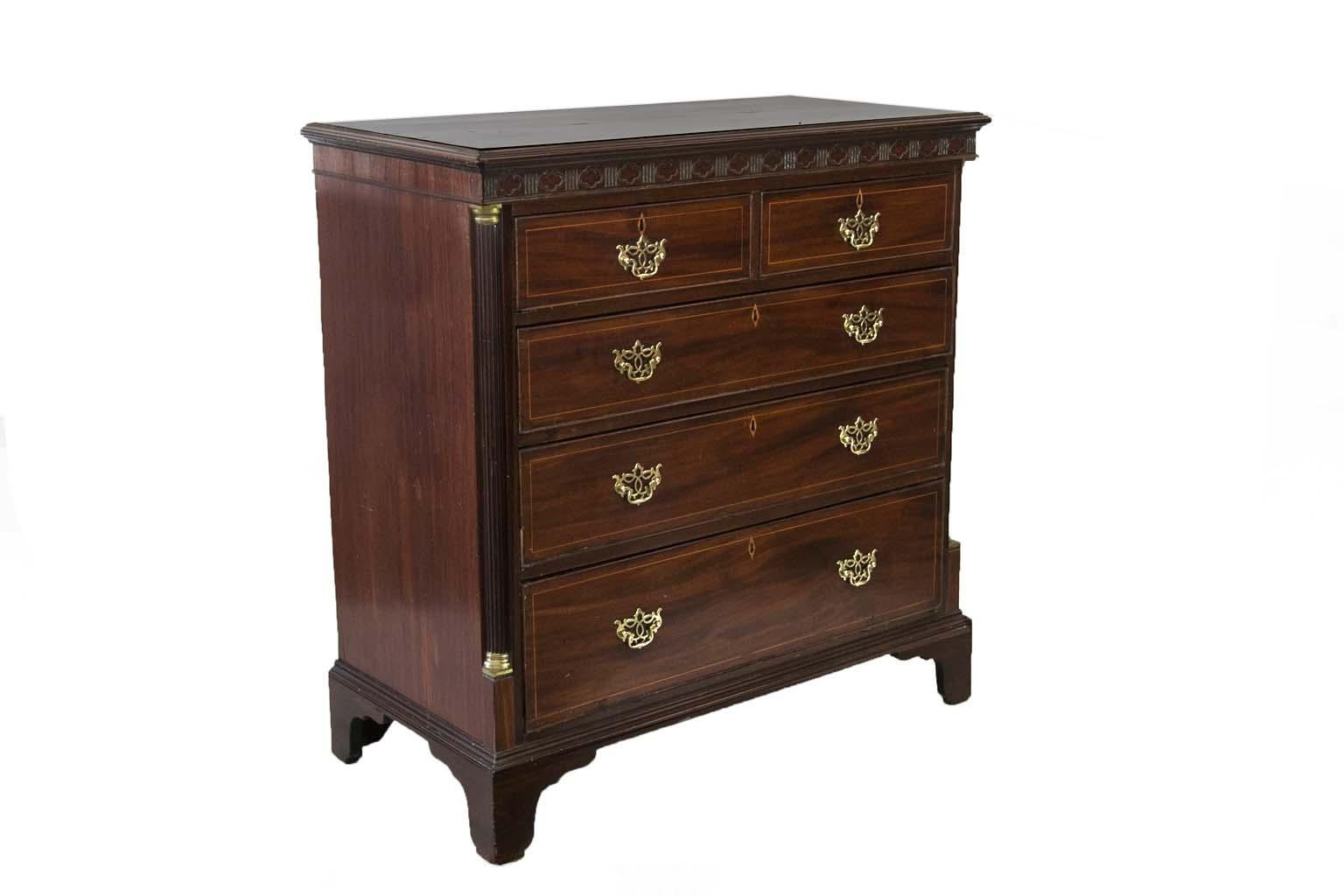 Late 18th Century English Mahogany Five-Drawer Chest For Sale