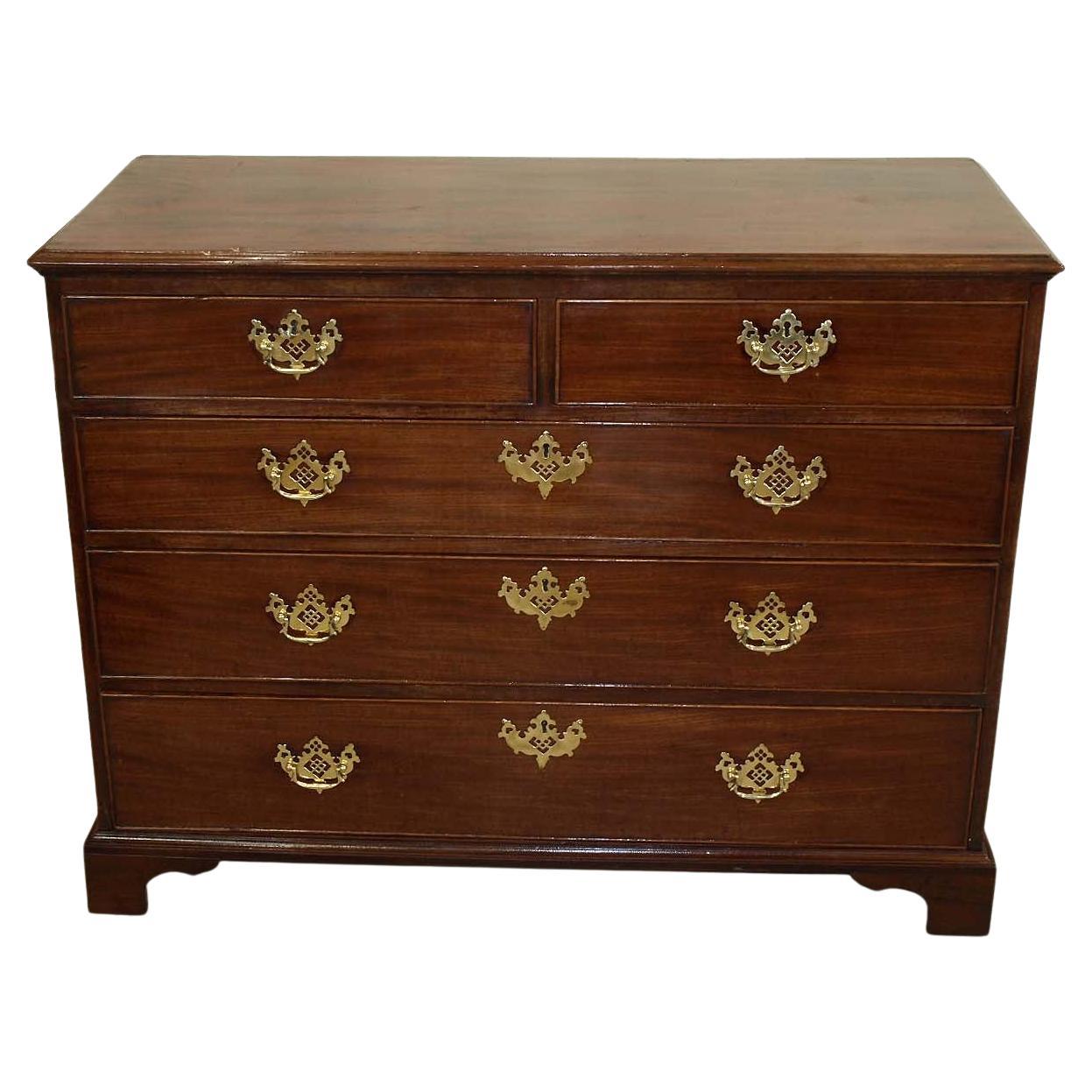 English Mahogany Five Drawer Chest For Sale