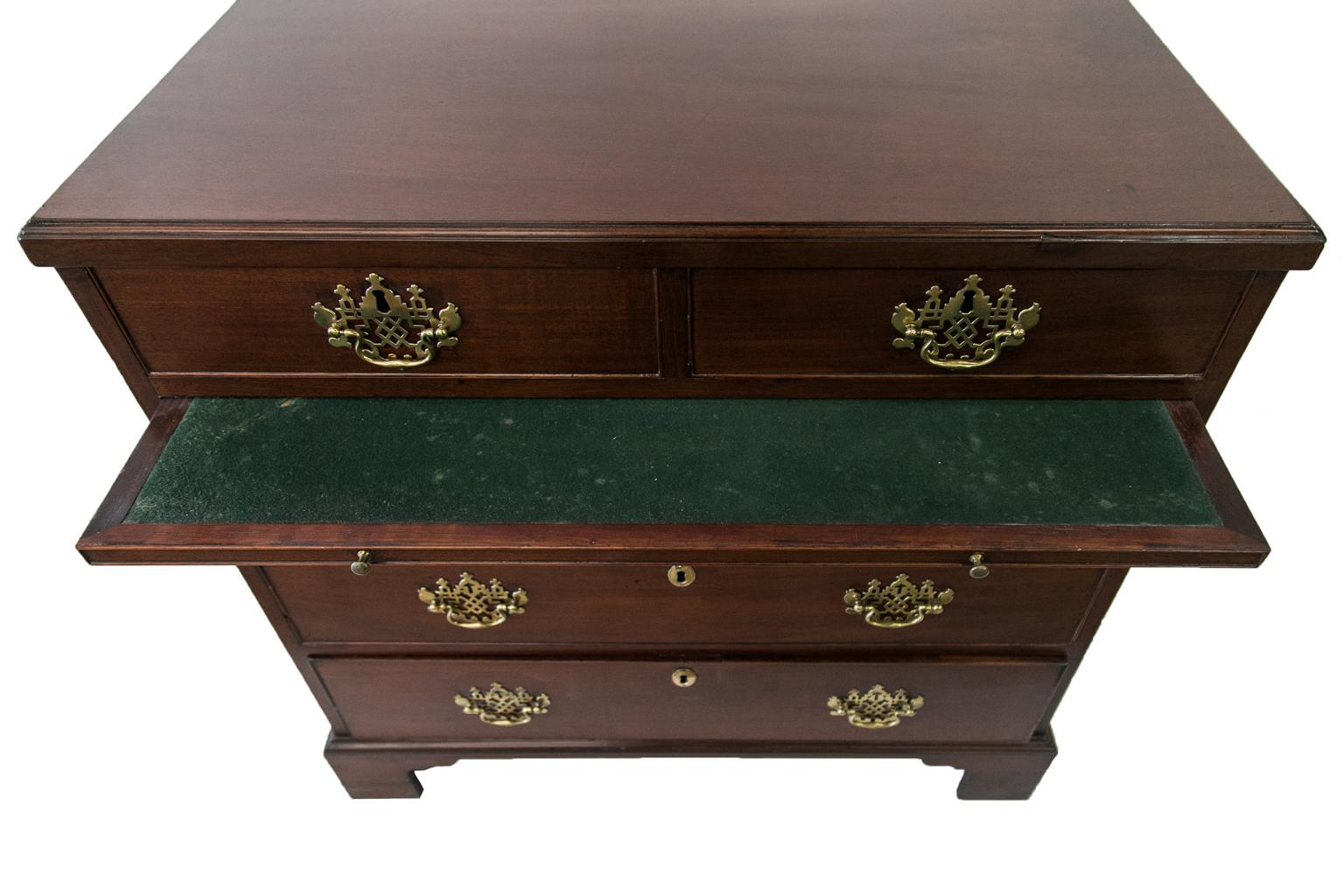 Brass English Mahogany Five-Drawer George III Chest For Sale