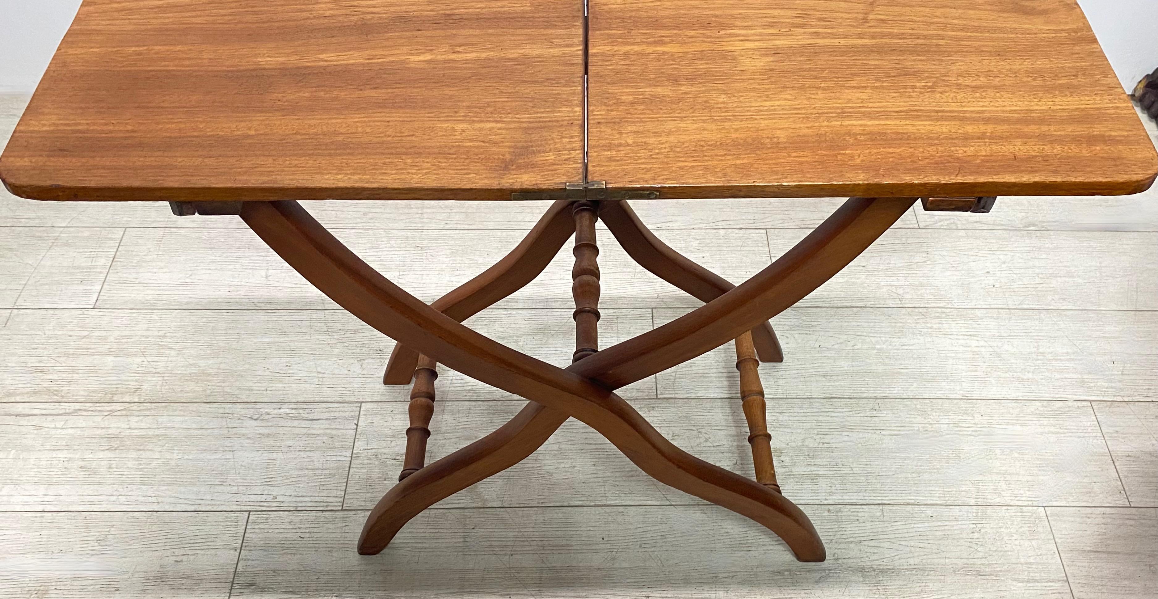 English Mahogany Folding Campaign Table, Early to Mid 19th Century 2