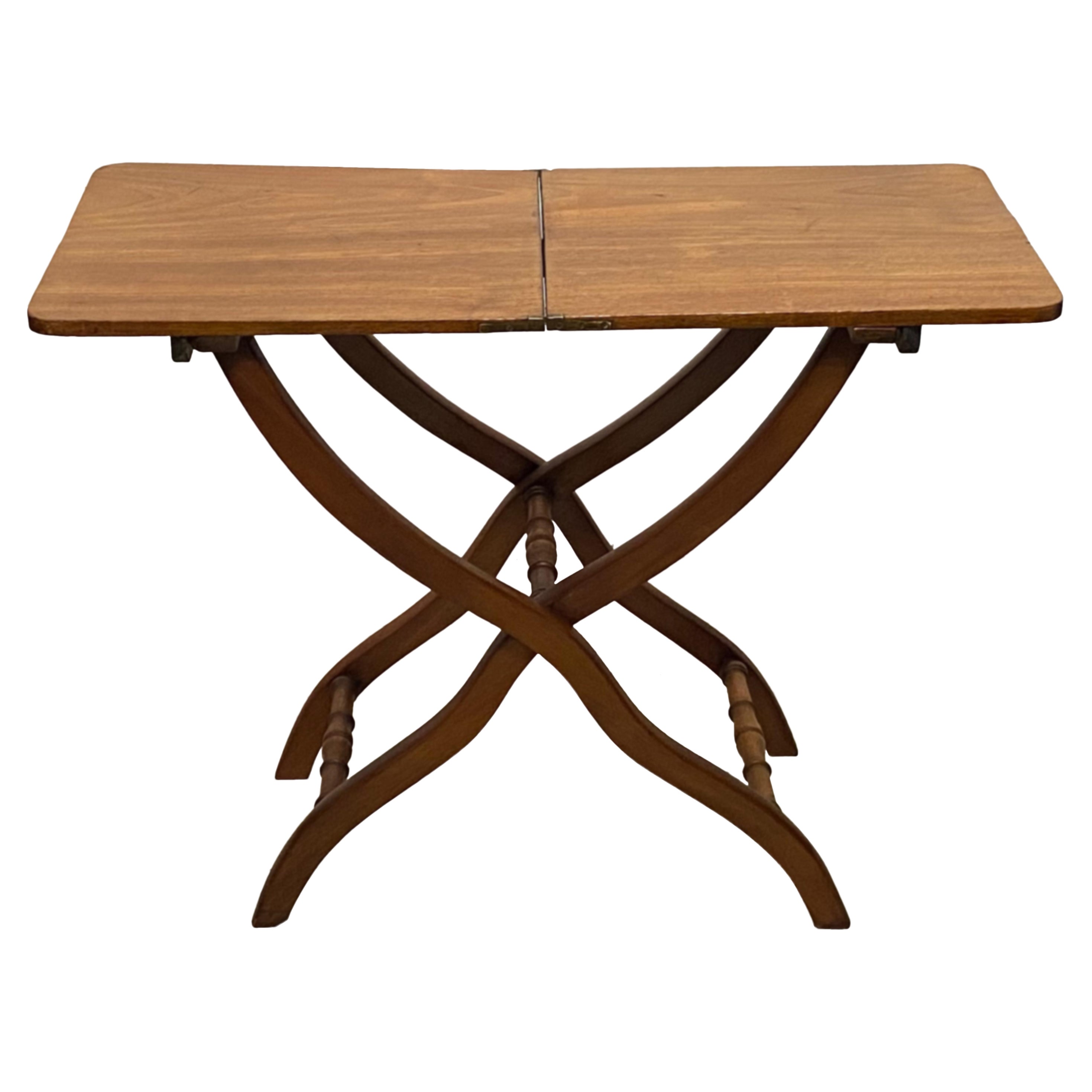 English Mahogany Folding Campaign Table, Early to Mid 19th Century
