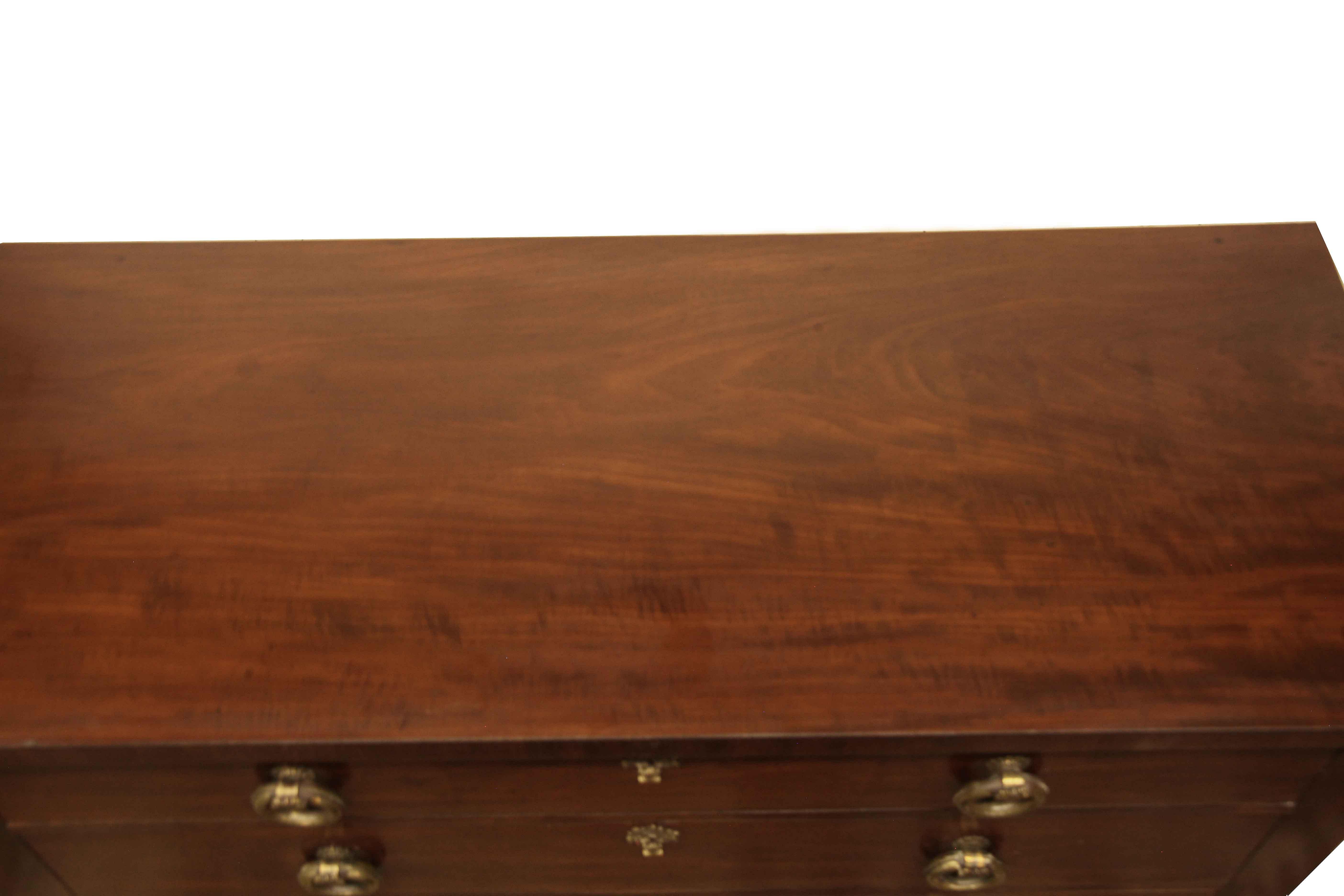 Brass English Mahogany Four Drawer Chest For Sale