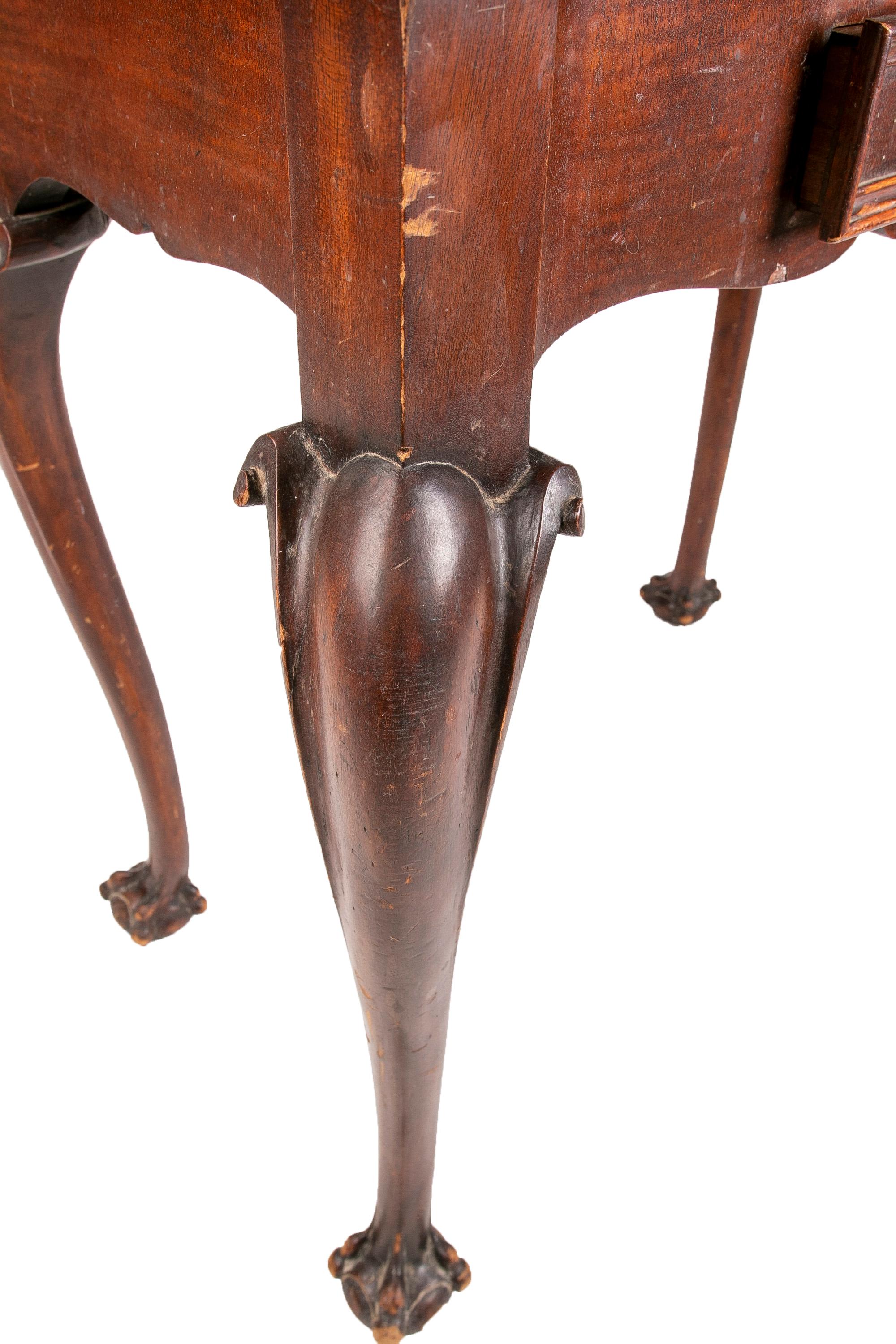 Bronze English Mahogany Game Table with Claw-Foot  For Sale