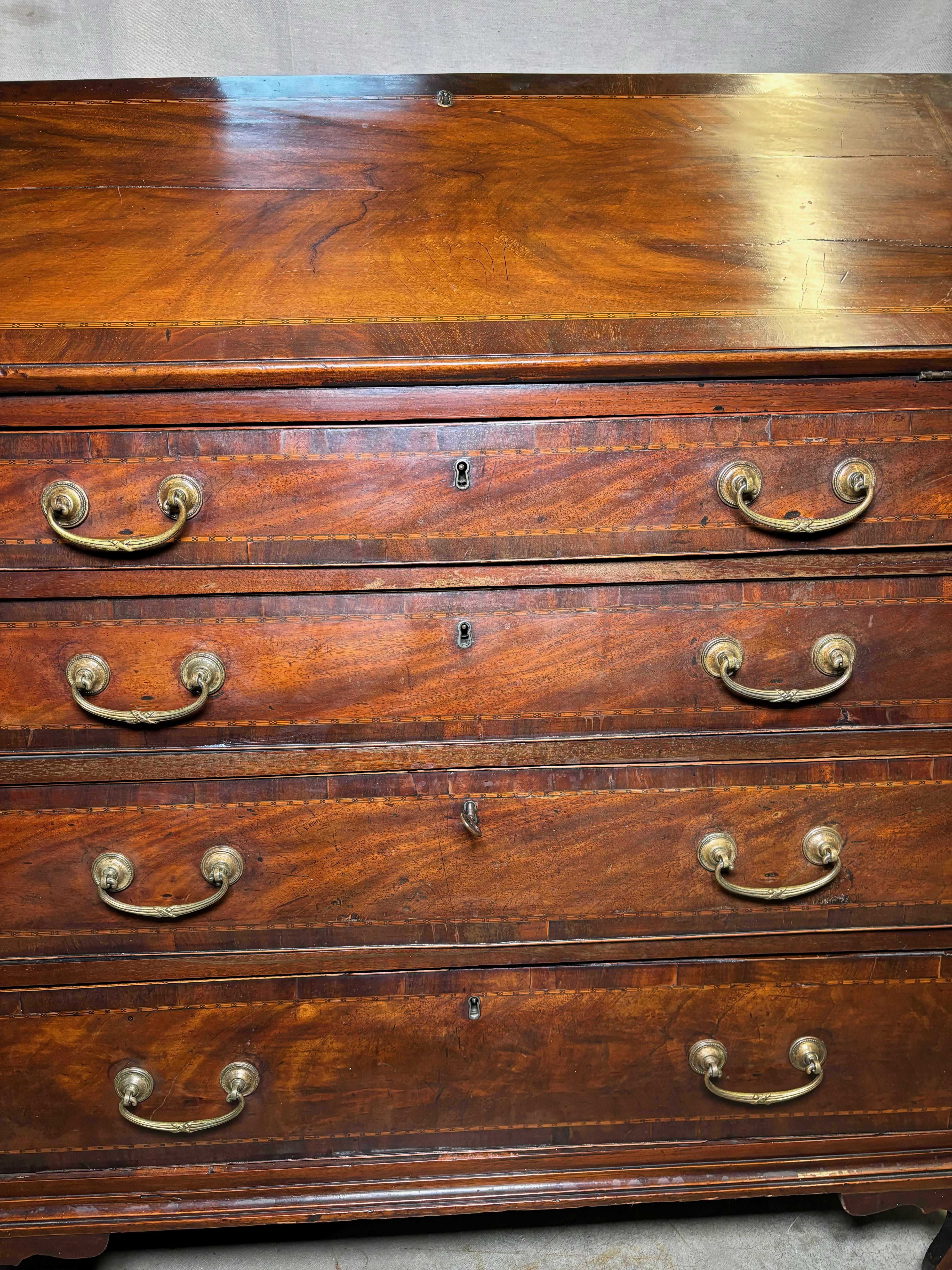 English Mahogany George III Slant Top Desk For Sale 5