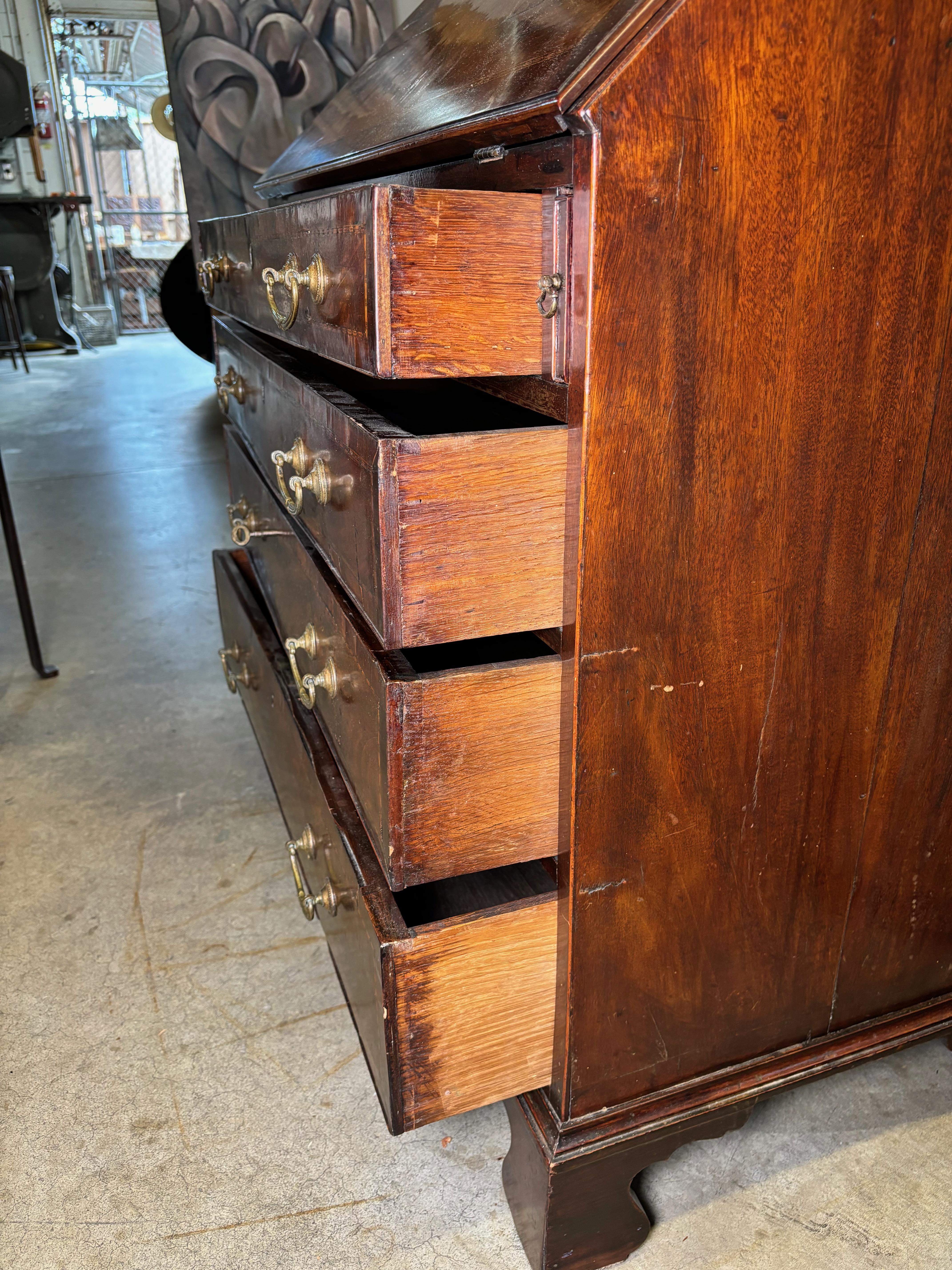 English Mahogany George III Slant Top Desk For Sale 8