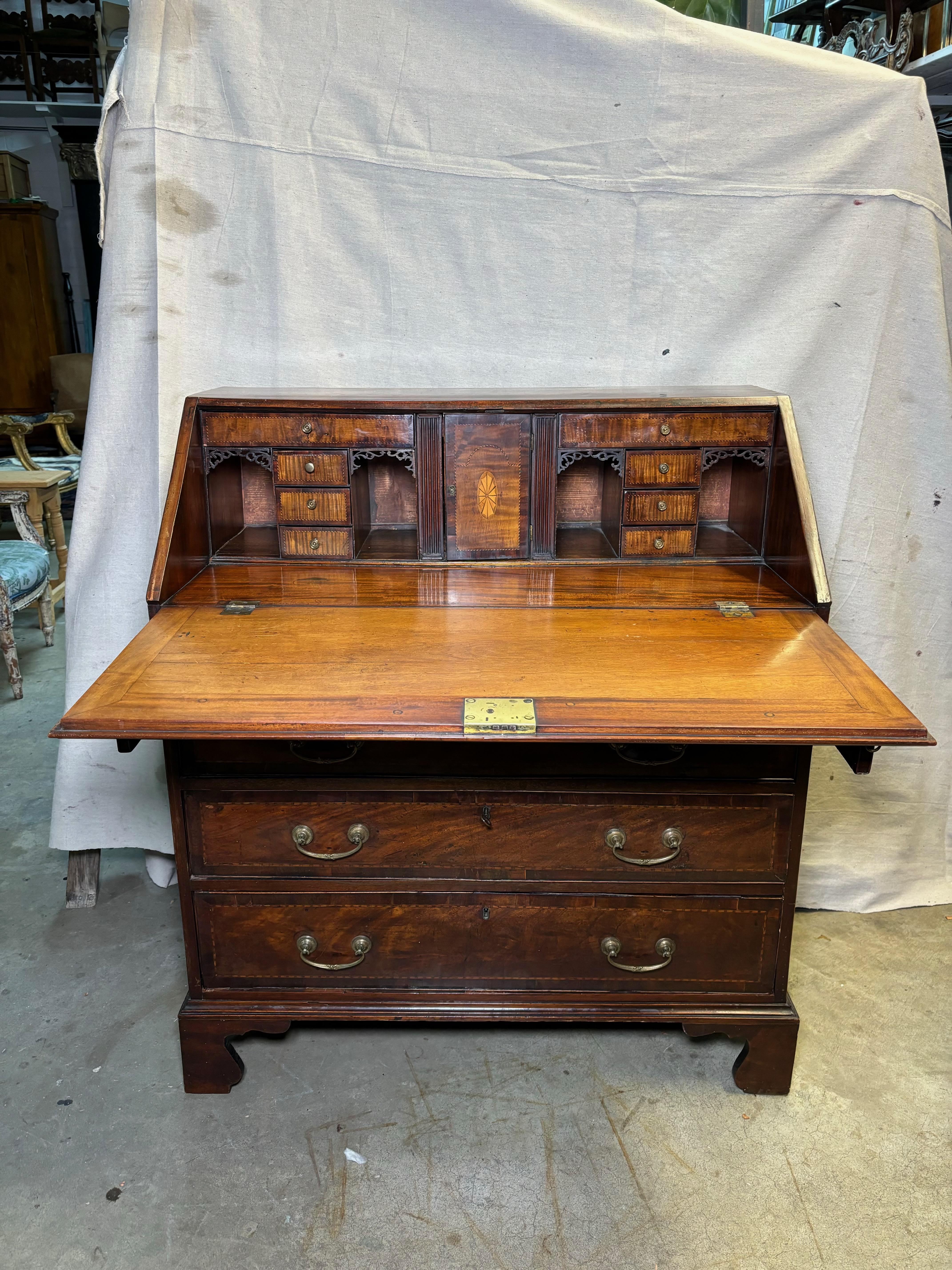 Late 18th Century English Mahogany George III Slant Top Desk For Sale