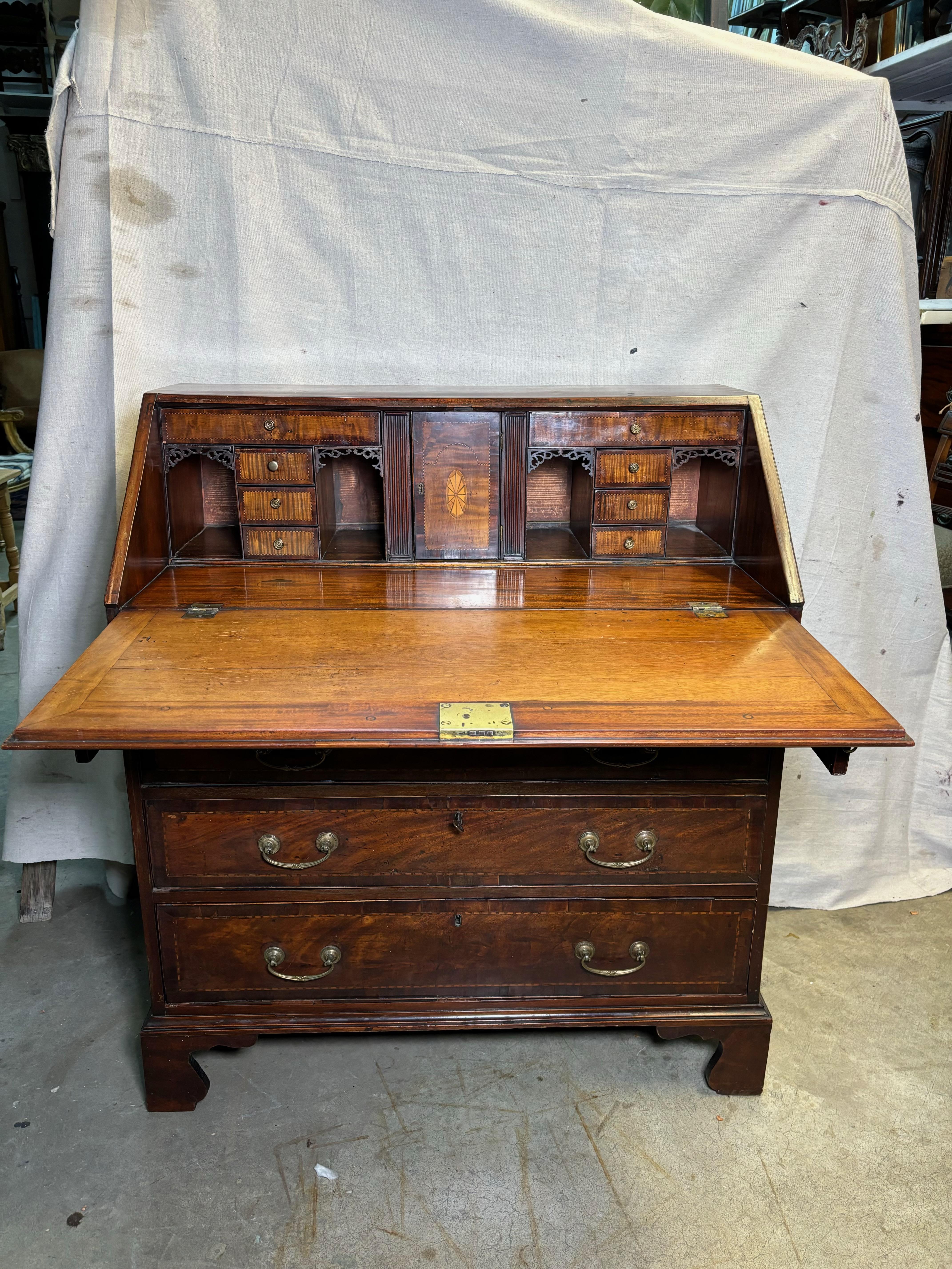 English Mahogany George III Slant Top Desk For Sale 3