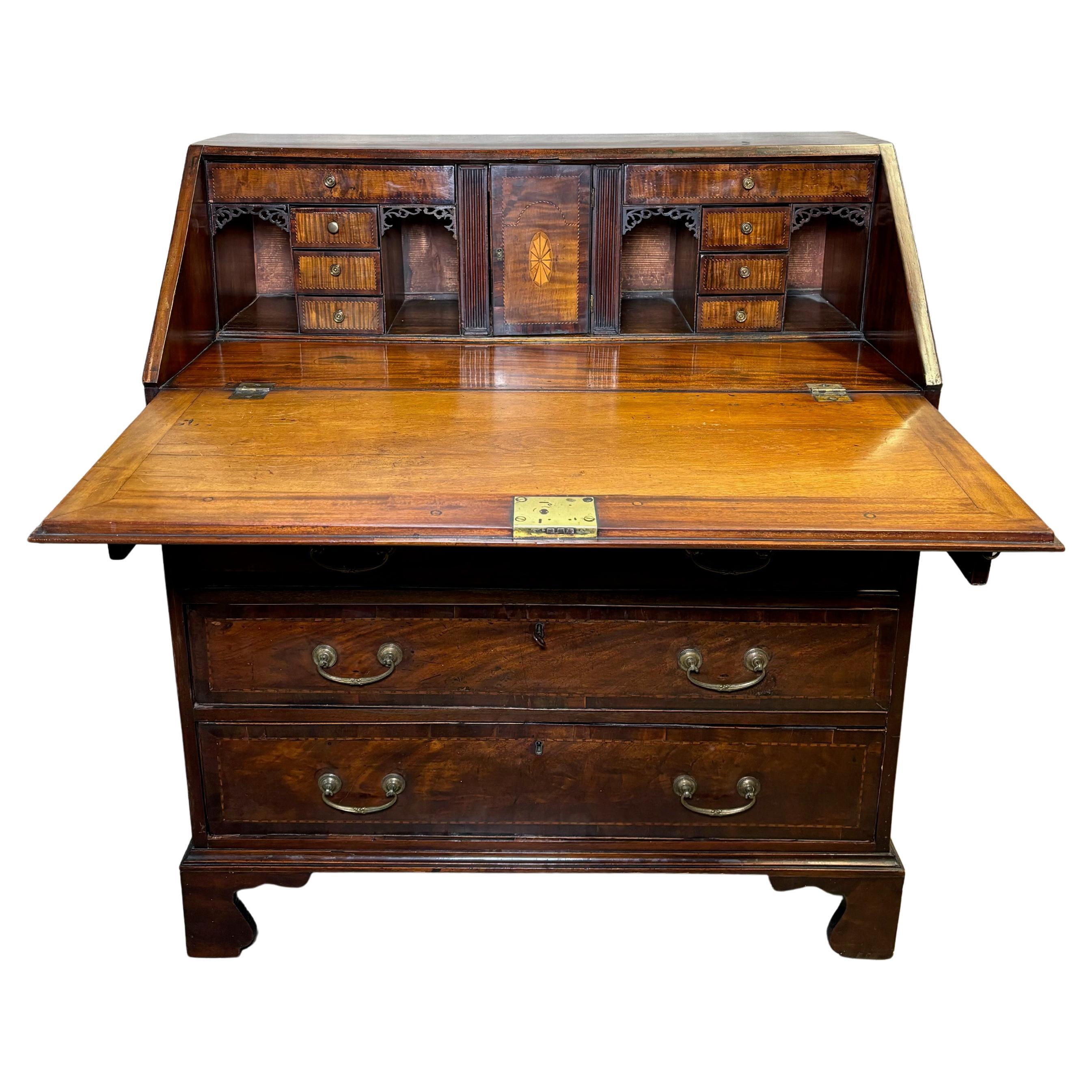 English Mahogany George III Slant Top Desk For Sale