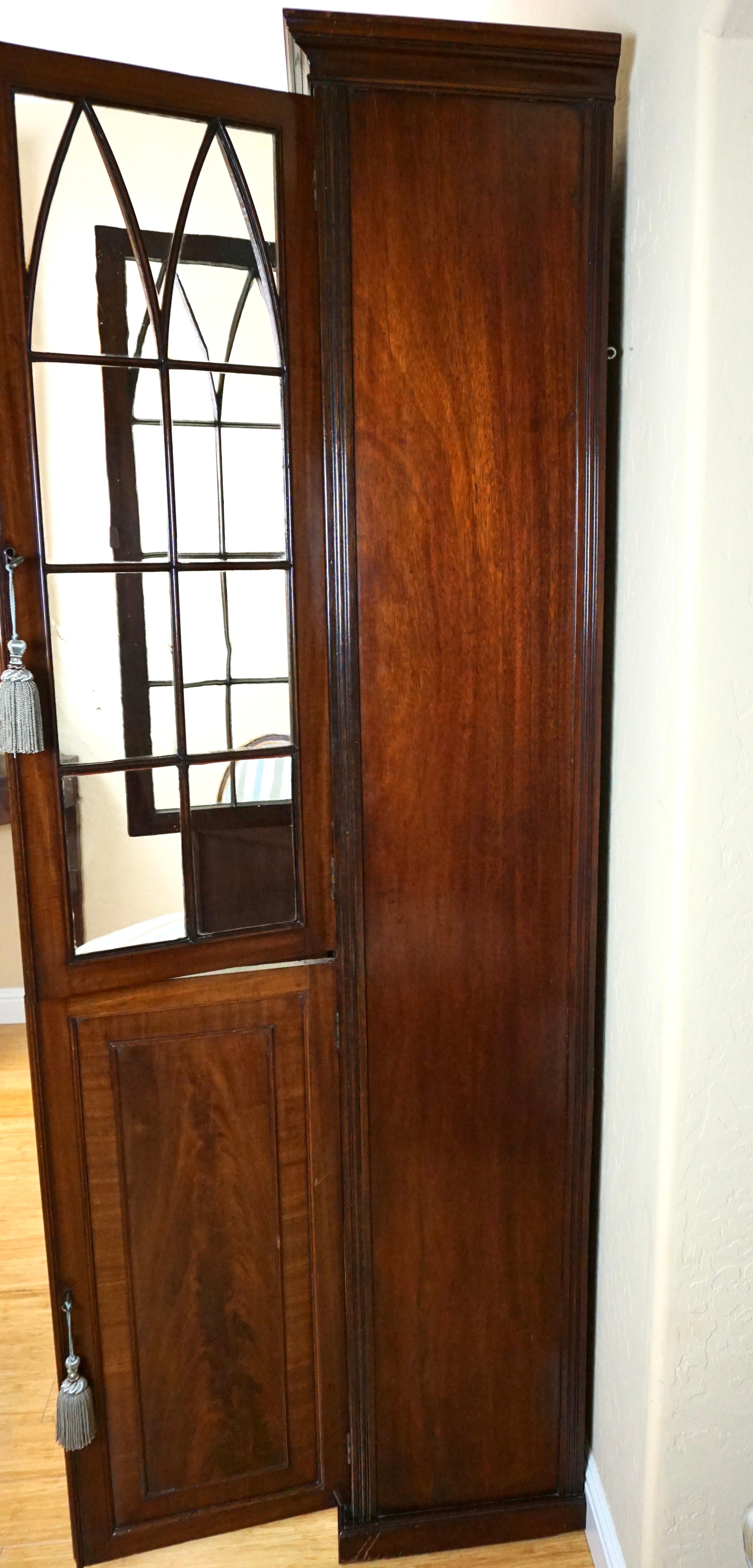 18th Century English Mahogany Late Georgian Period Bookcase with Glazed Doors For Sale