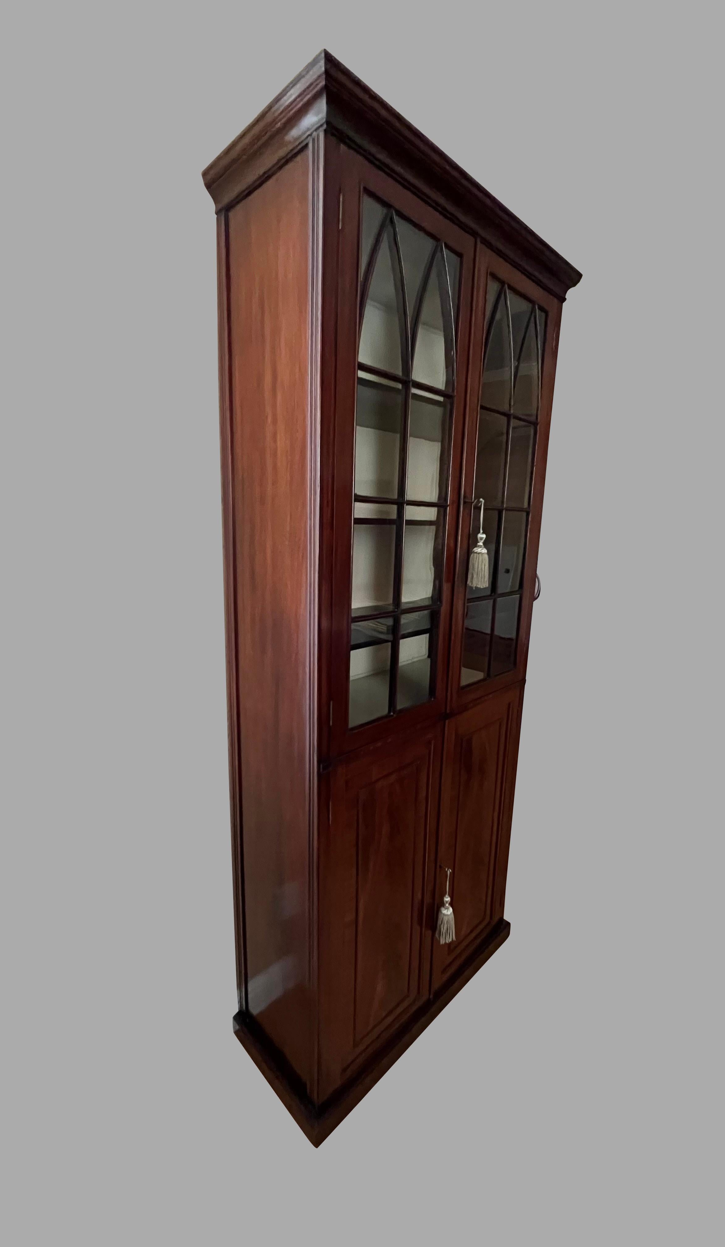 Glass English Mahogany Late Georgian Period Bookcase with Glazed Doors For Sale