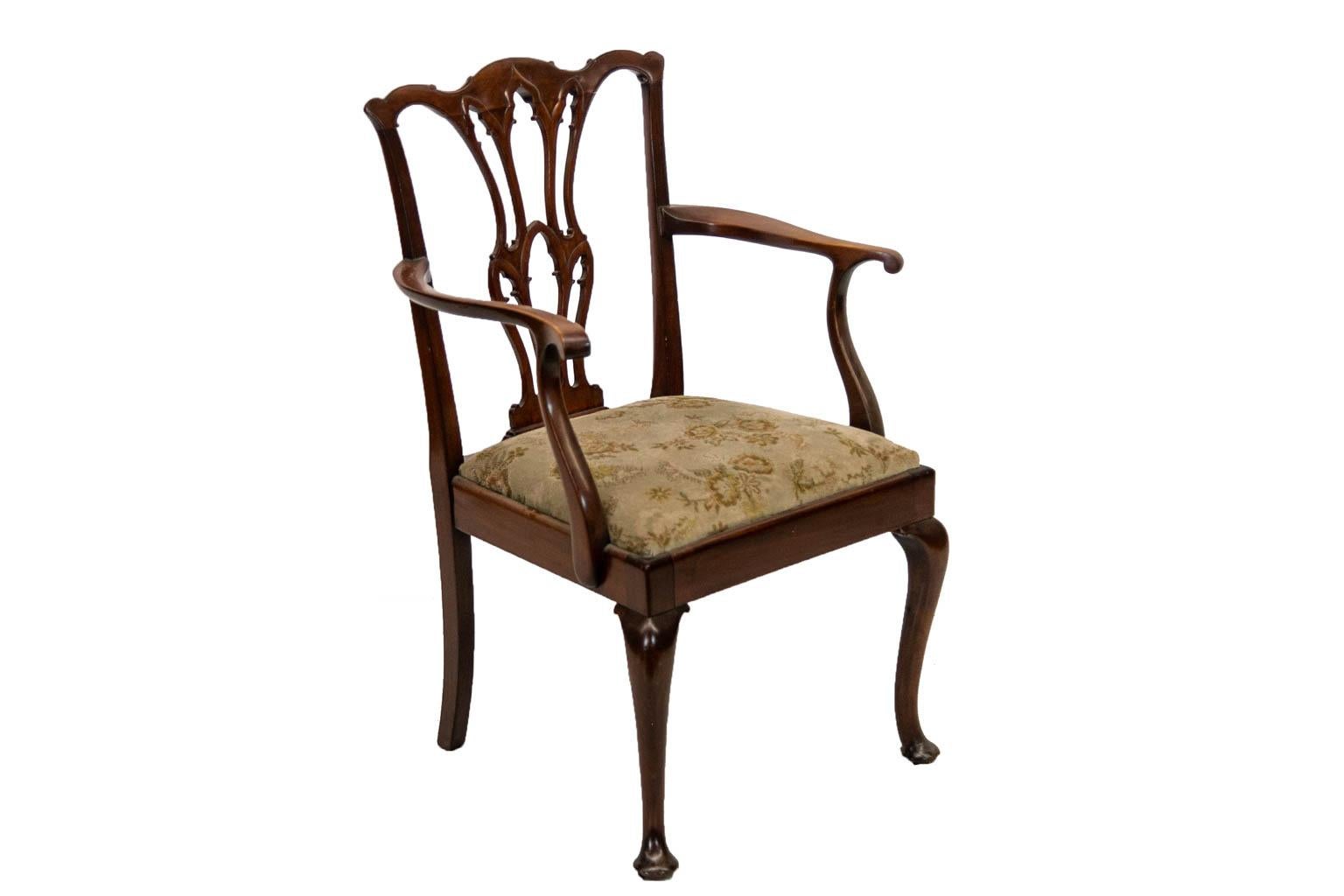 Upholstery English Mahogany Georgian Style Youth Armchair For Sale