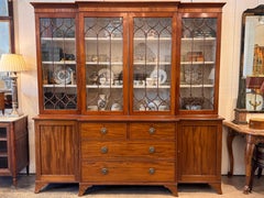 English Mahogany Glass-Front Breakfront