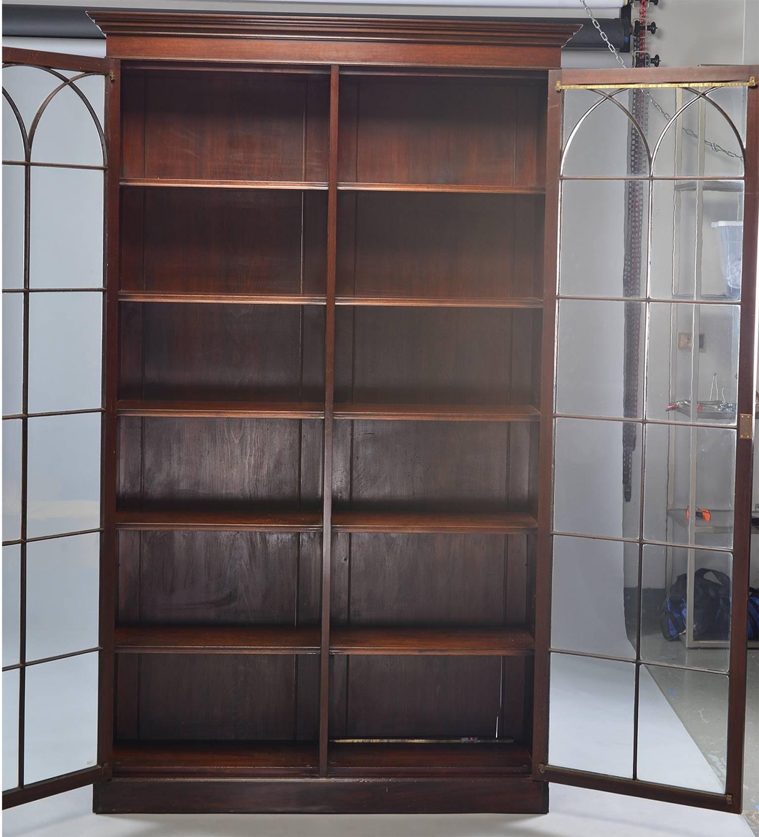 English Mahogany Glass Front Library Cabinet 6