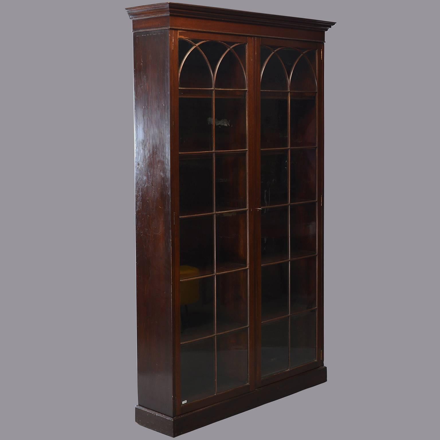 English Mahogany Glass Front Library Cabinet 7