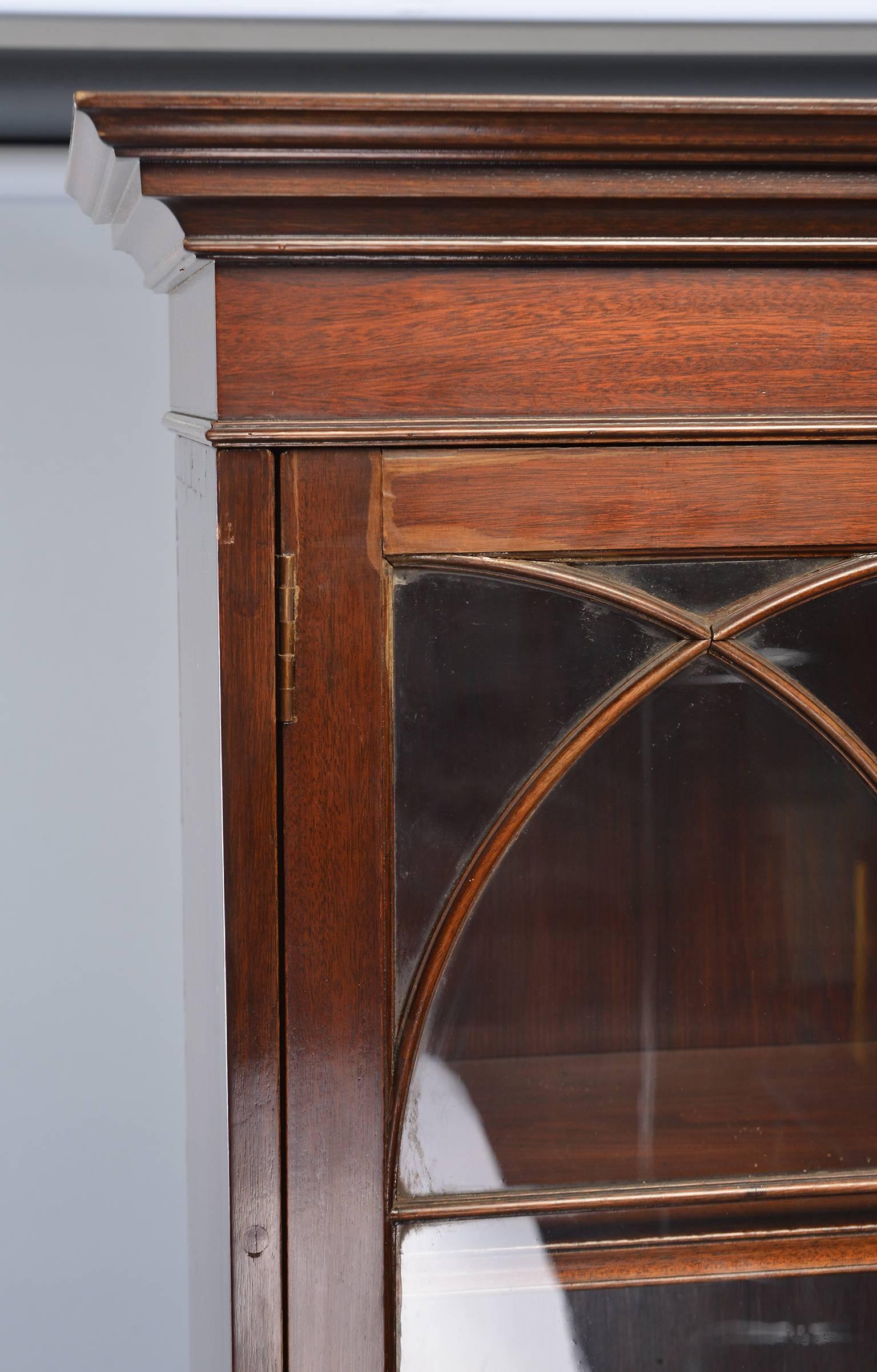 English Mahogany Glass Front Library Cabinet In Good Condition In Troy, MI