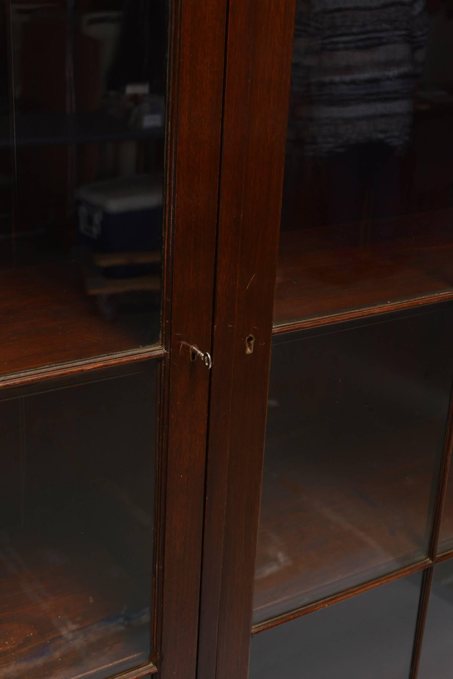 English Mahogany Glass Front Library Cabinet 2