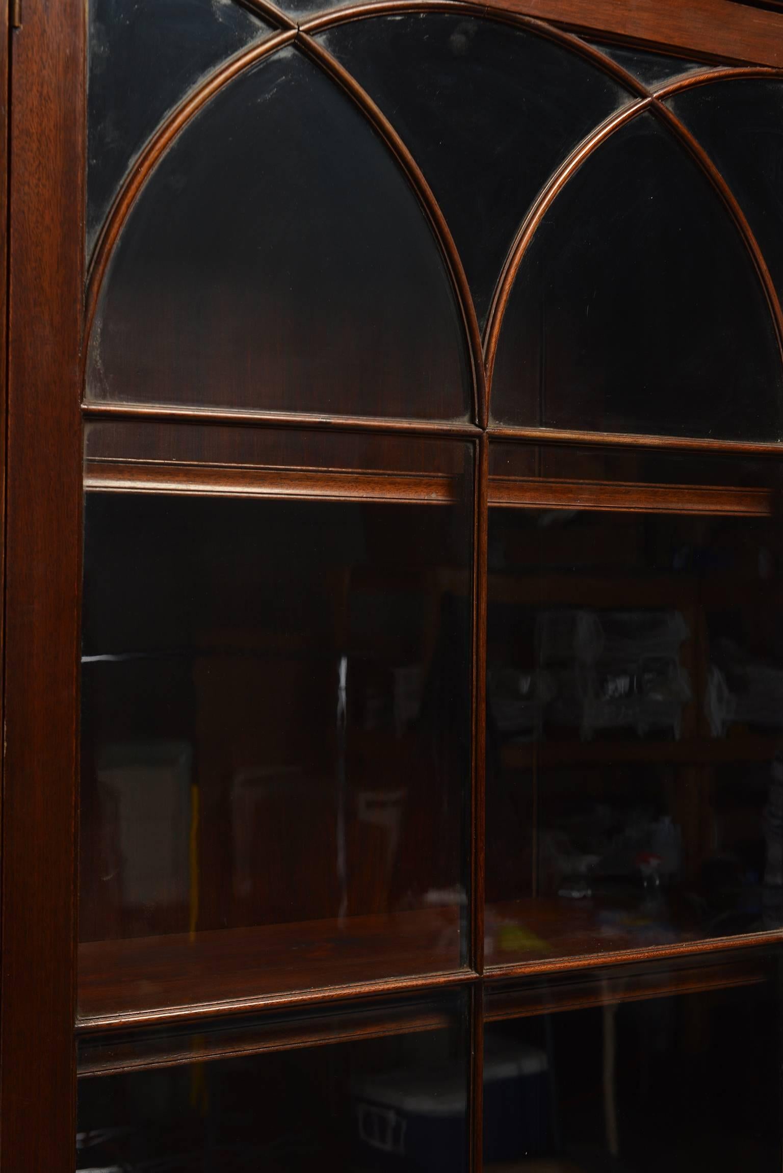 English Mahogany Glass Front Library Cabinet 3