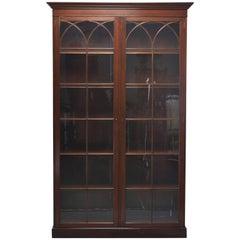 Antique English Mahogany Glass Front Library Cabinet
