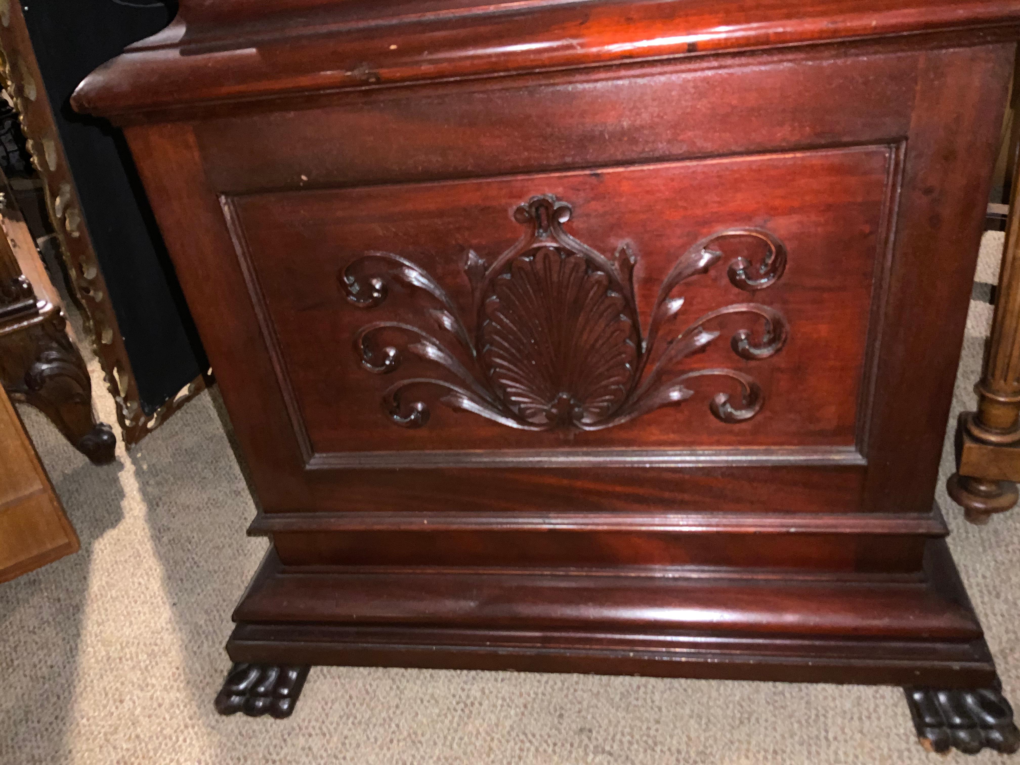 20th Century English Mahogany Grandfather Long Case Clock with 5 Chimes and Moon Dial