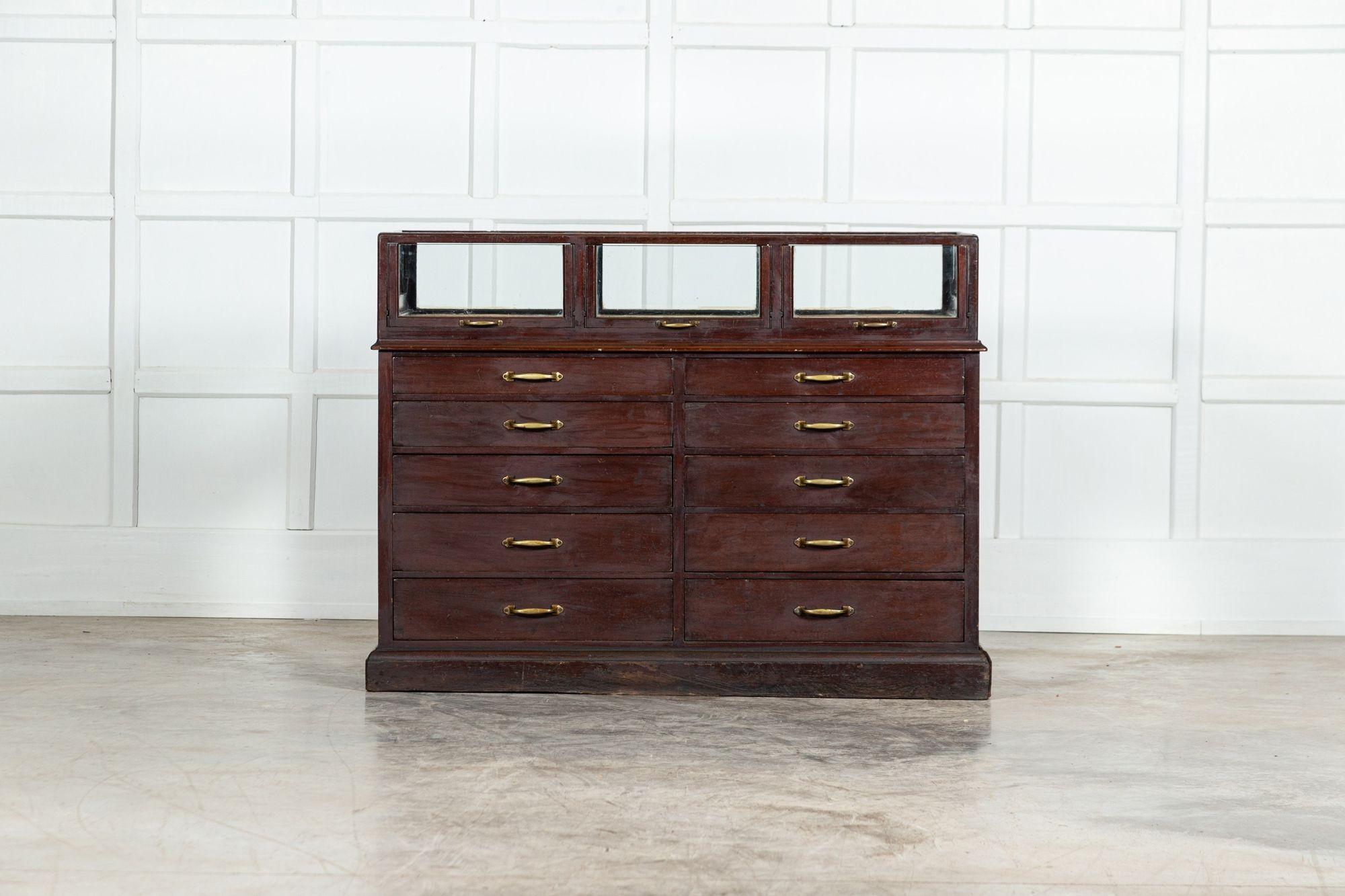 English Mahogany Haberdashery Mirrored Counter Drawers 6