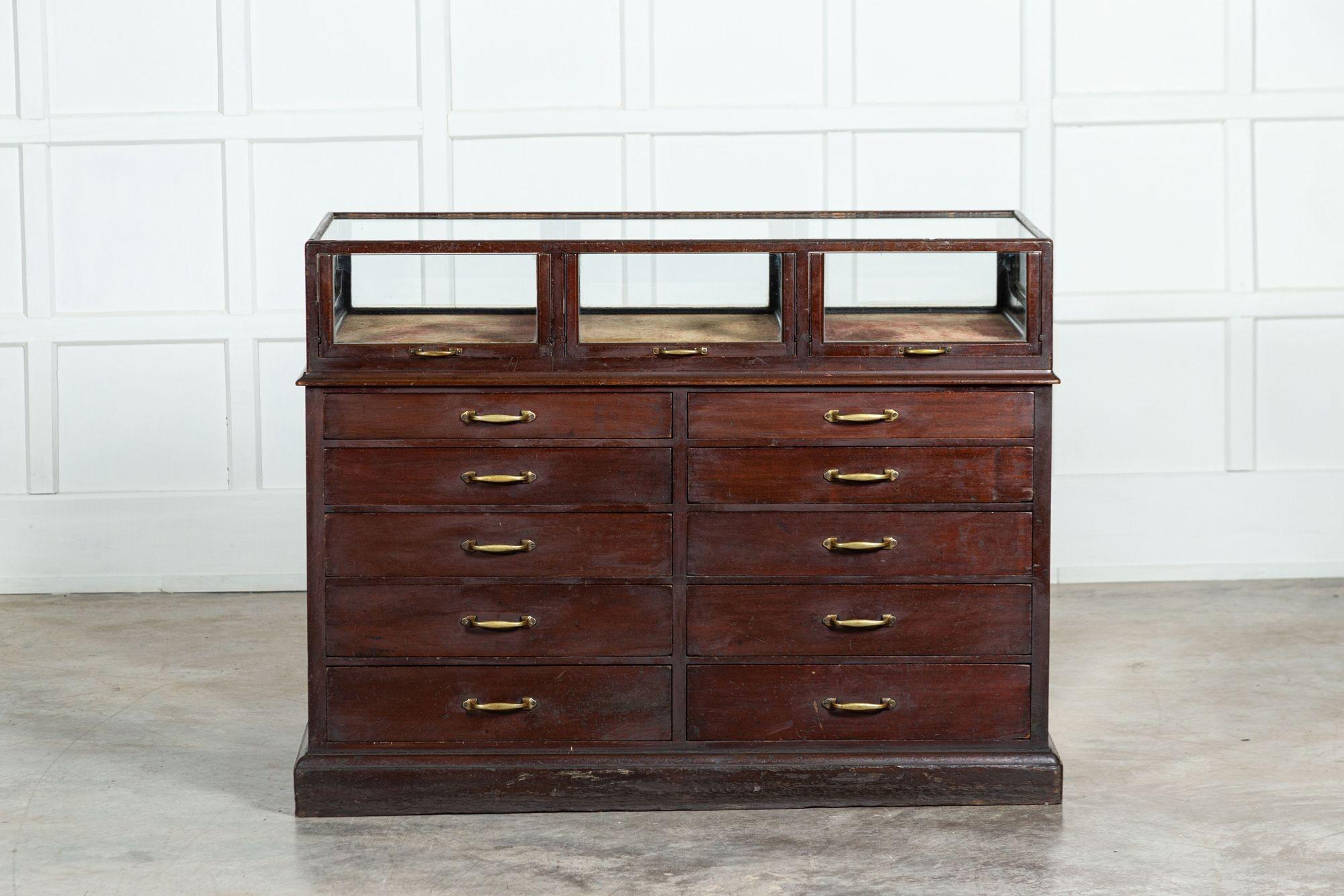 English Mahogany Haberdashery Mirrored Counter Drawers 8