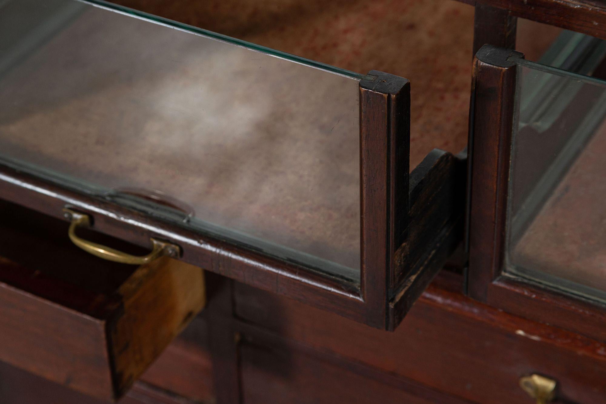 English Mahogany Haberdashery Mirrored Counter Drawers 11