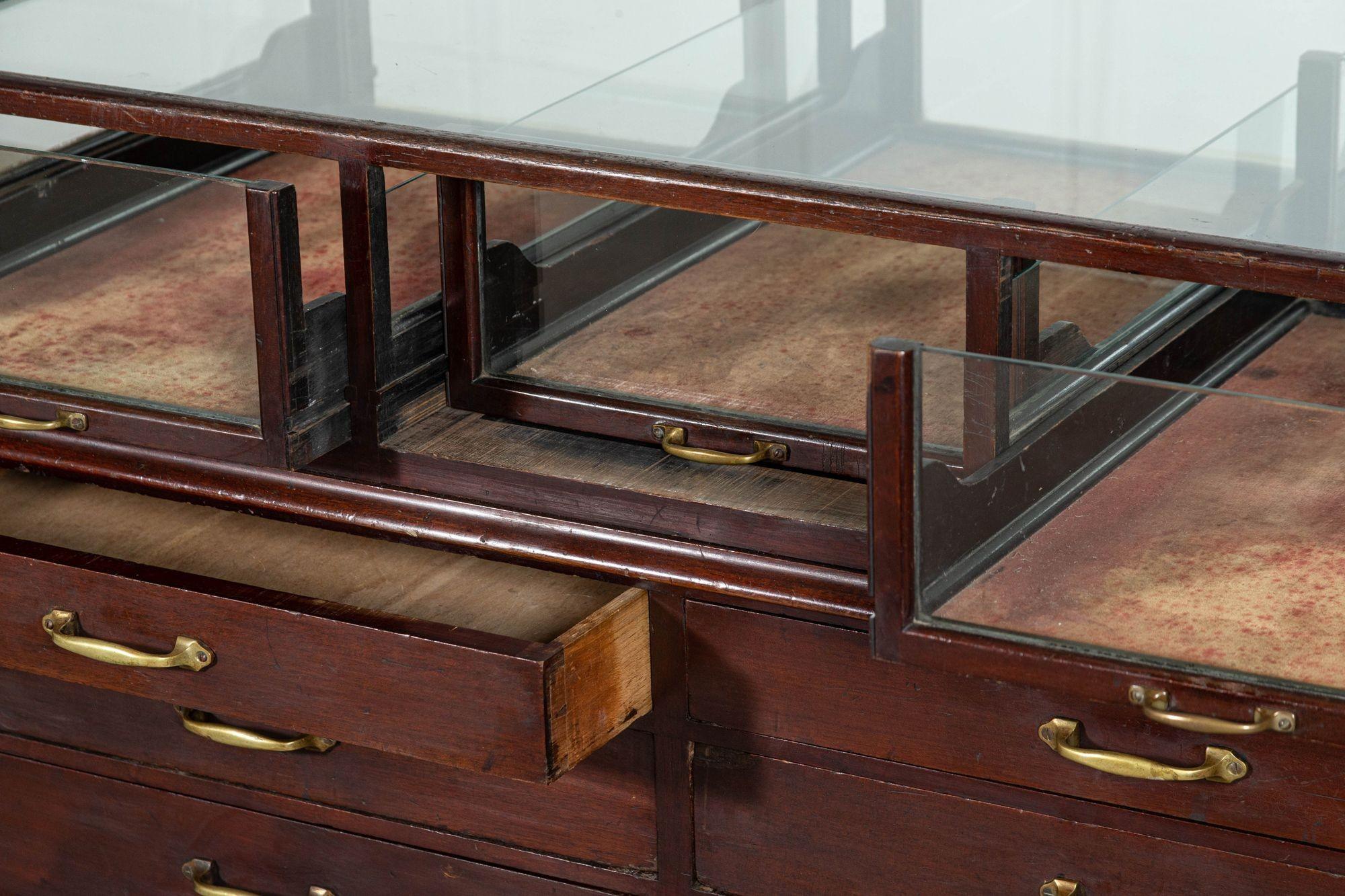 English Mahogany Haberdashery Mirrored Counter Drawers 12
