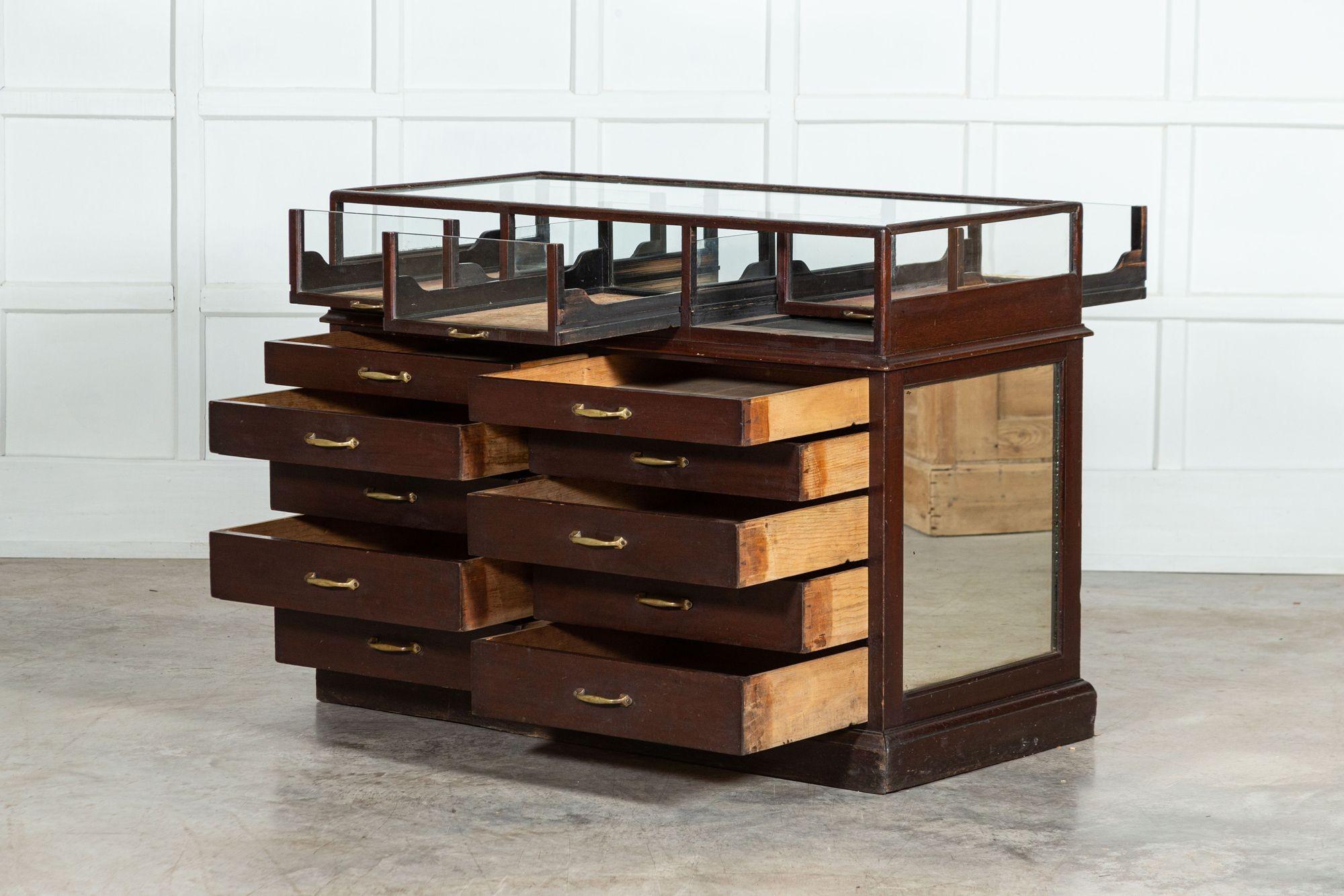 circa 1900
English Mahogany Double Sided Haberdashery Mirrored Counter Drawers
An exceptional example
sku 1457
W122 x D62 x H91 cm.