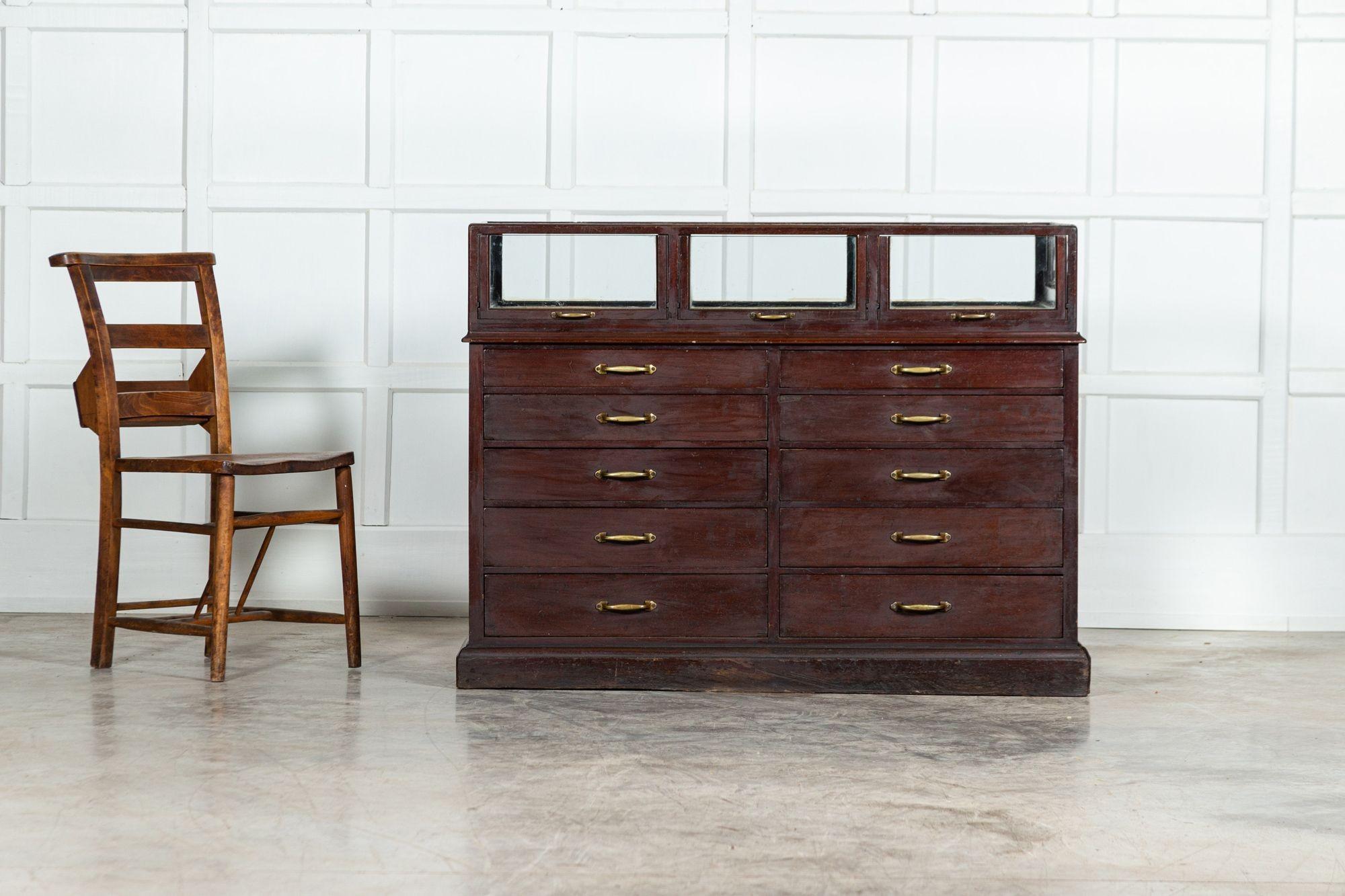 English Mahogany Haberdashery Mirrored Counter Drawers 3