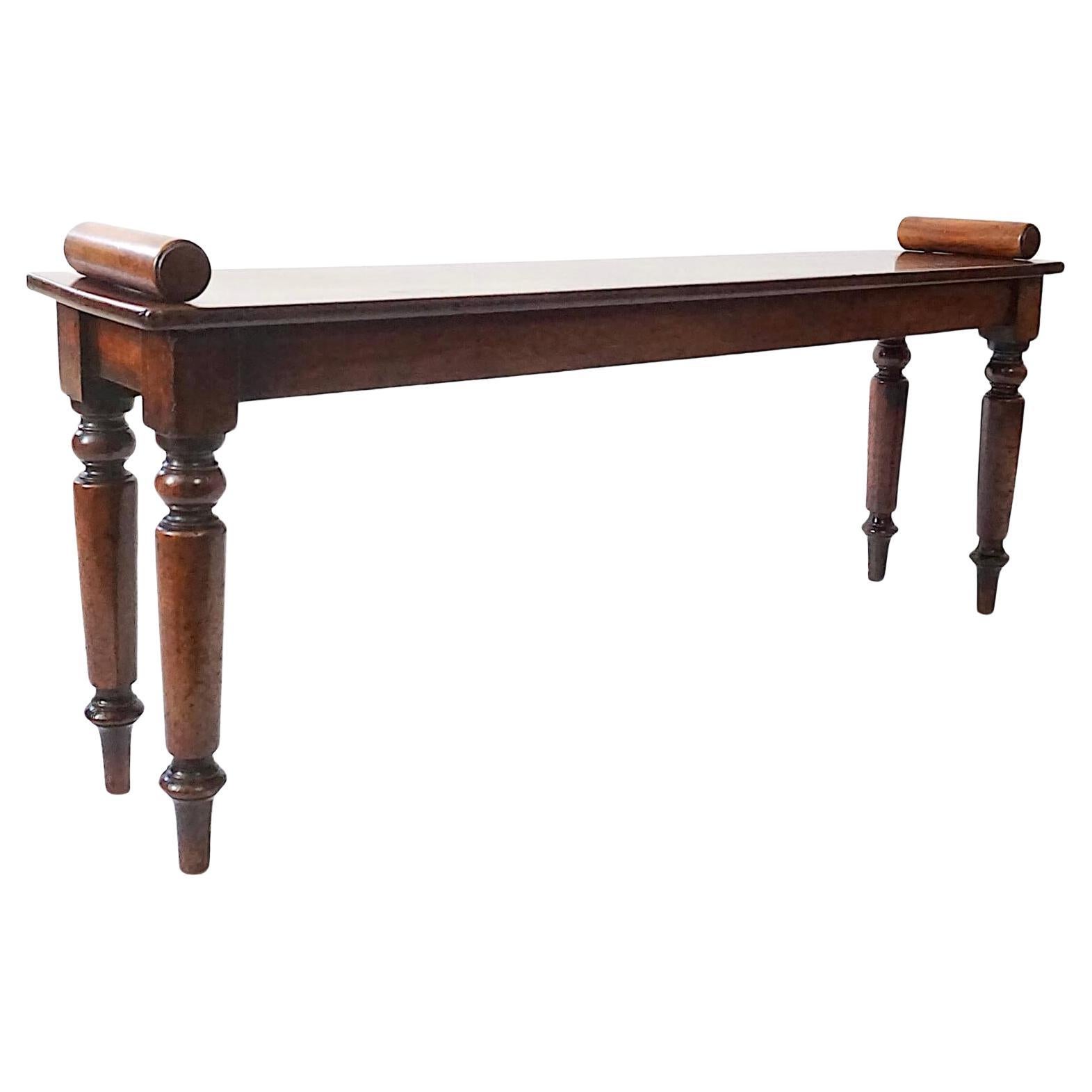 English Mahogany Hall Bench, circa 1830