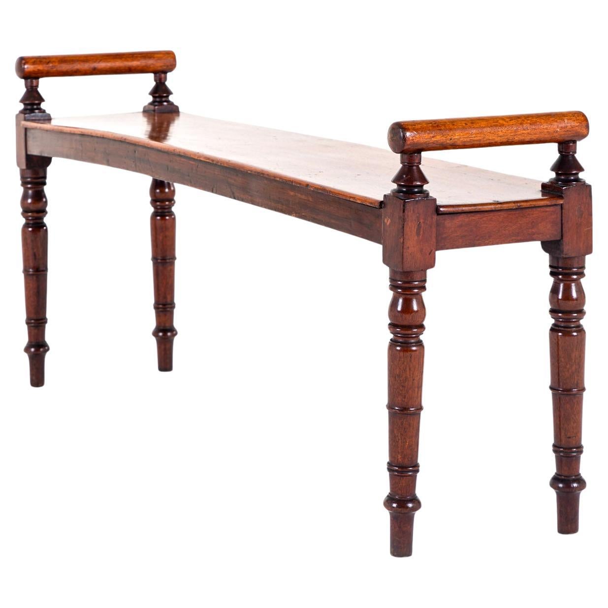 English Mahogany Hall Bench For Sale