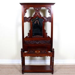 English Mahogany Hall Stand Arts & Crafts Country Furniture Hat Coat Stand