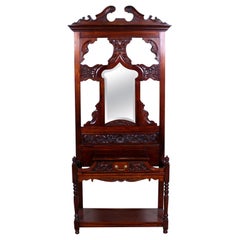 English Mahogany Hall Stand Arts & Crafts Country Furniture Hat Coat Stand