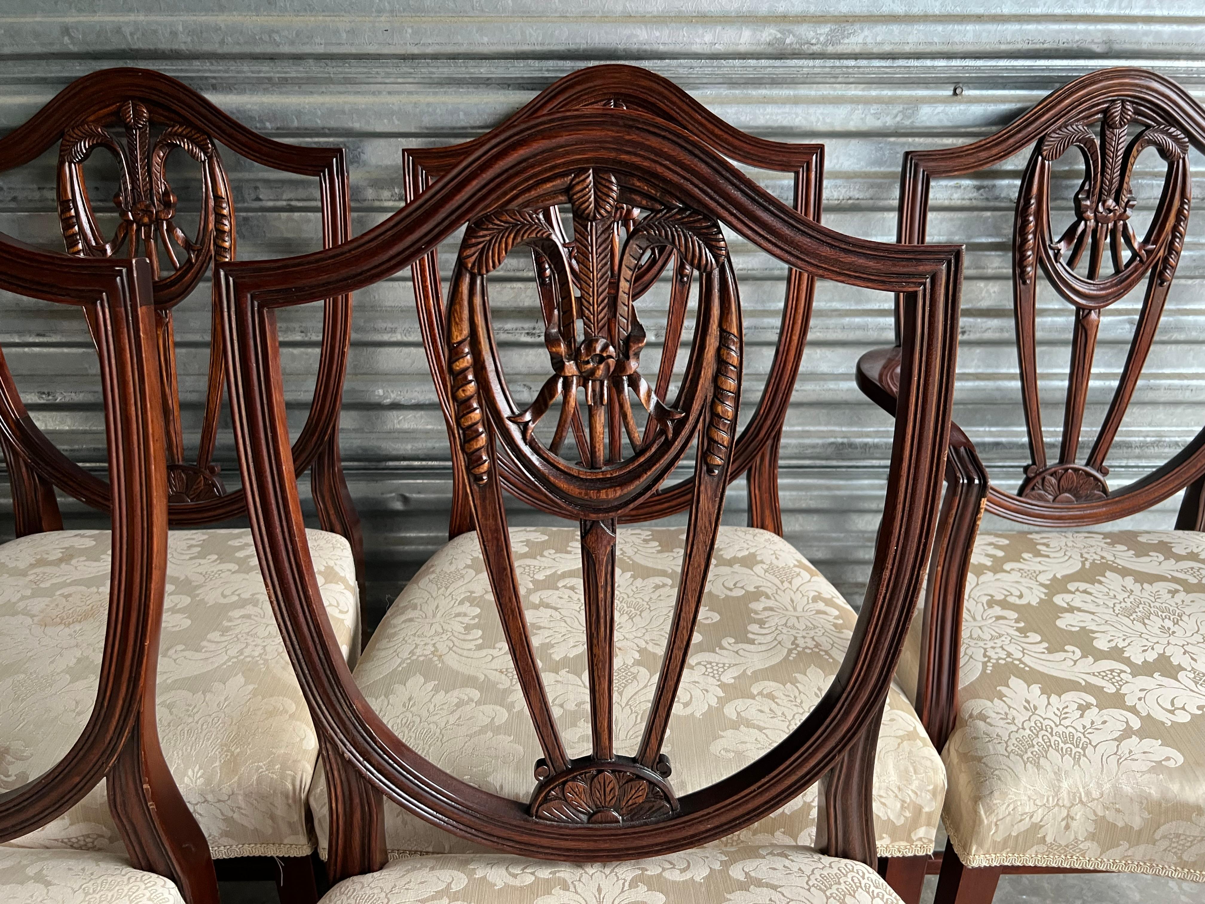 20th Century English Mahogany Hepplewhite Style Dining Chairs by Bevan Funnell Ltd., S/6