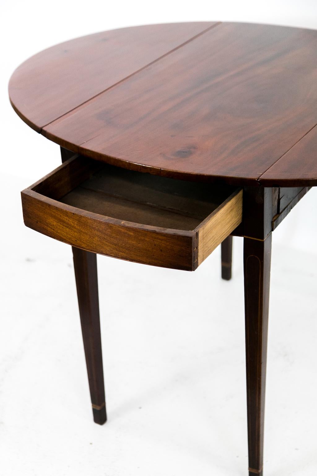 English Mahogany Inlaid Oval Pembroke Table 3