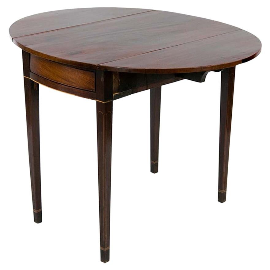 English Mahogany Inlaid Oval Pembroke Table For Sale