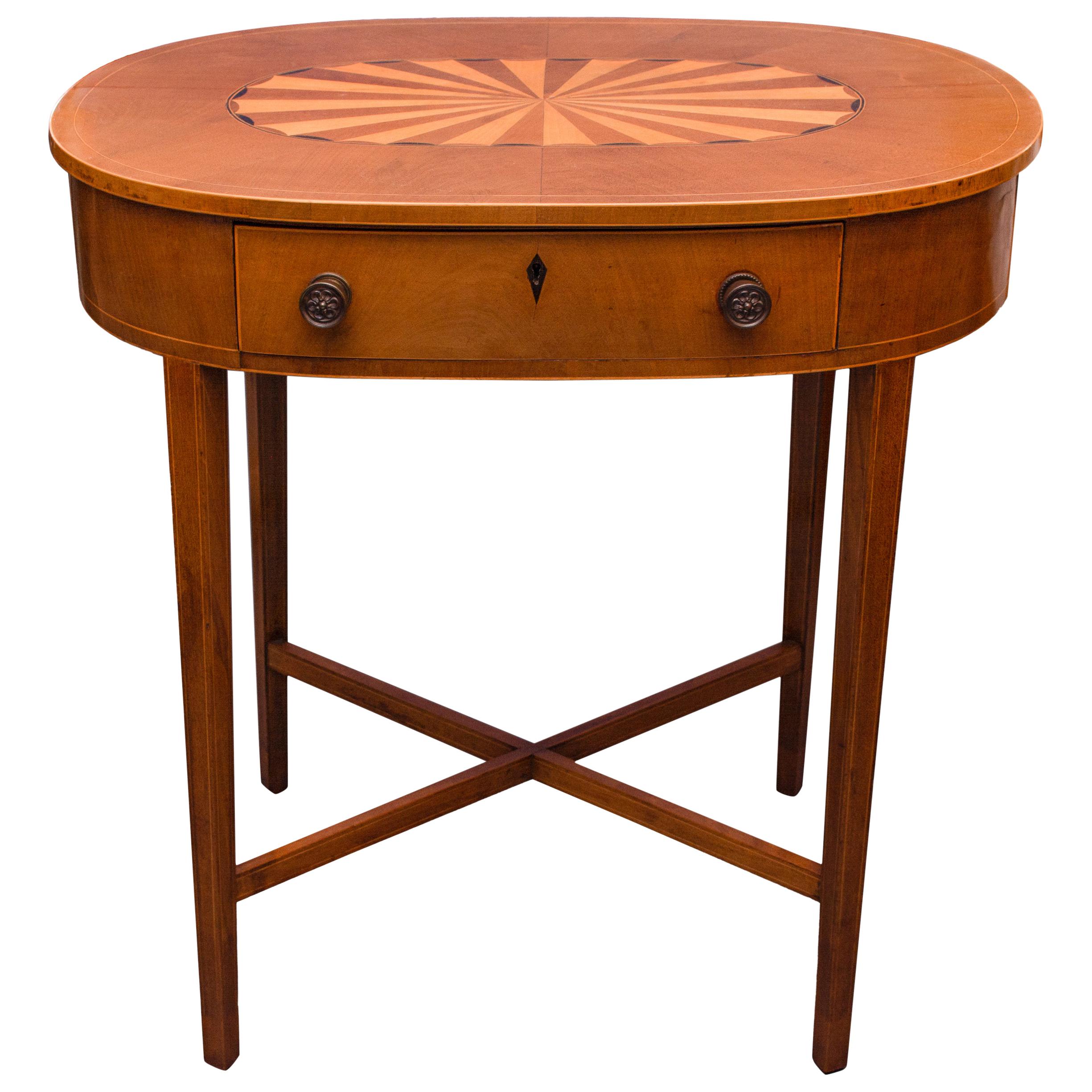 English Mahogany Inlaid Oval Table